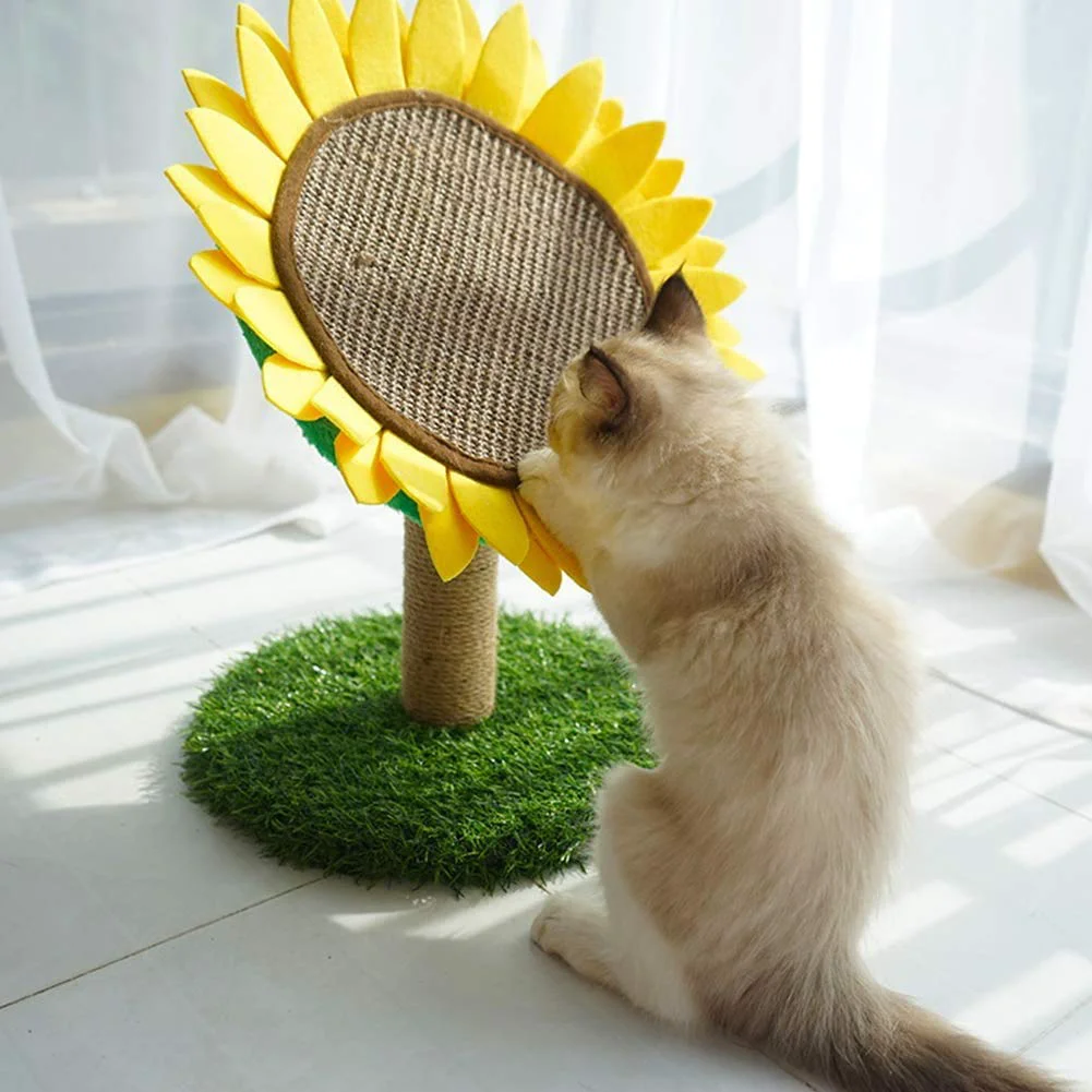 Fashionable Lovely Caves Sunflower Cat Scratching Post – Sisal Rope Flower Cat Tree for Indoor Cats Refined