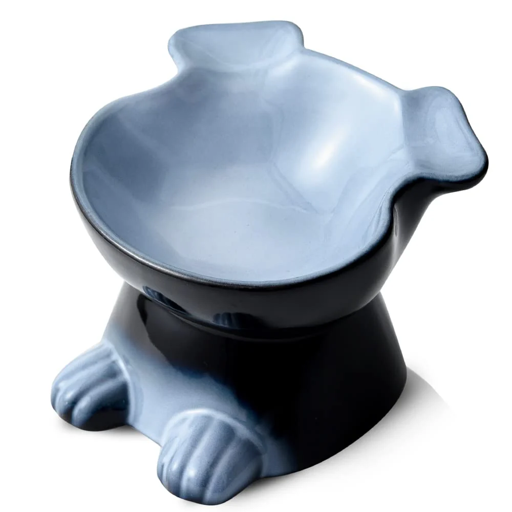 Green Nihow d Ceramic Dog Bowl 6.5-inch Raised Small Dog Bowl for Food Water – Safe Stable Spine‑Friendly Prestigious