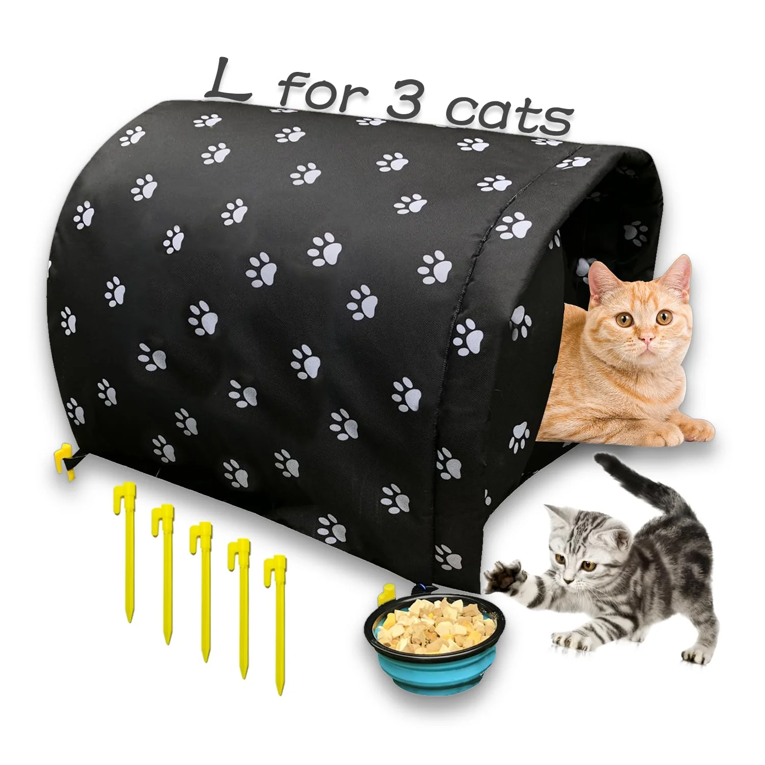 Minimalist Runwosen Size L Cat Shelter – Outdoor Winter Shelter for 3 Cats Eco-Friendly