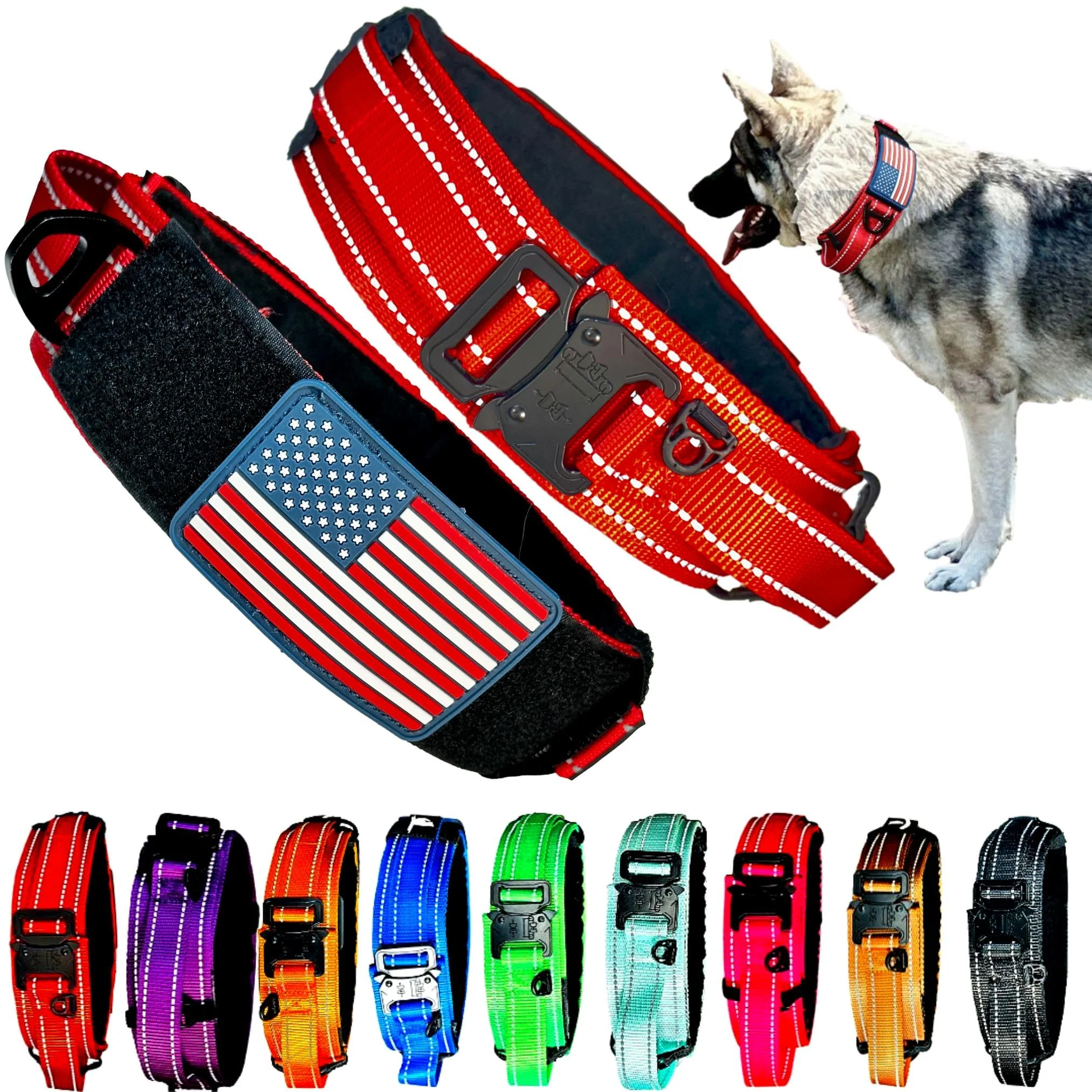Professional DEZIZEUSK9 2-Inch Wide Tactical Dog Collar with Handle Adjustable for Medium Large Dogs Stylish