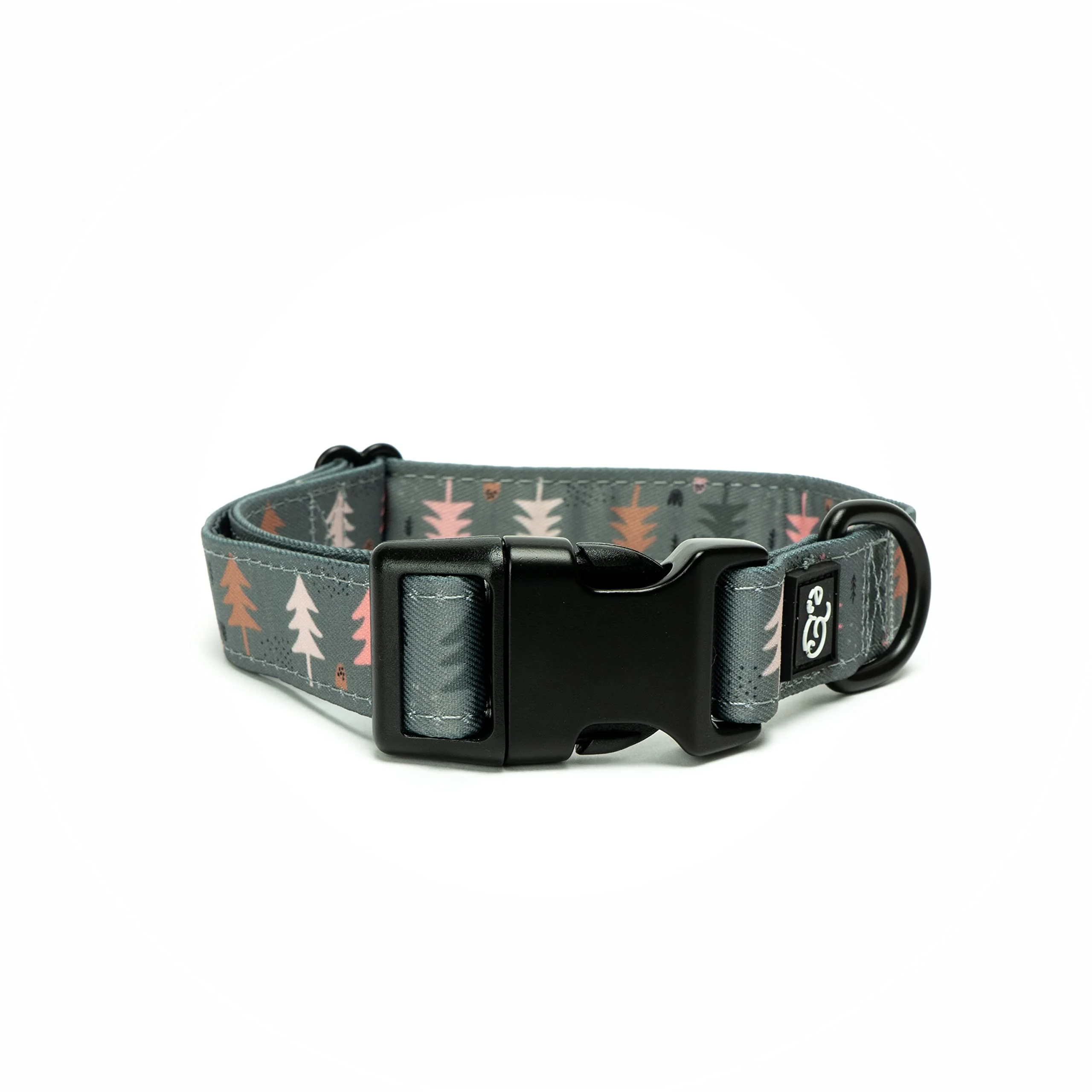 Proven Lucy Co. Take a Hike Adjustable Dog Collar – Cute Designer Pet Collar for Small to Large Dogs Green Trees Clean
