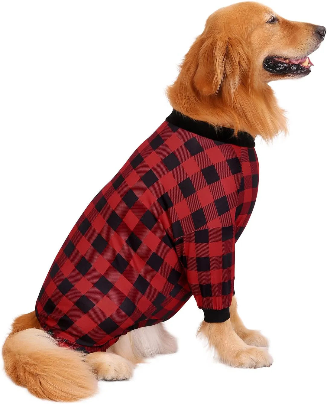 Stylish HDE Dog Pajamas One Piece Jammies Jumpsuit Pet Clothes Outfit Stretchy Lightweight Comfy Shirt Pjs for M-3XL Dogs Buffalo Plaid - L Innovative