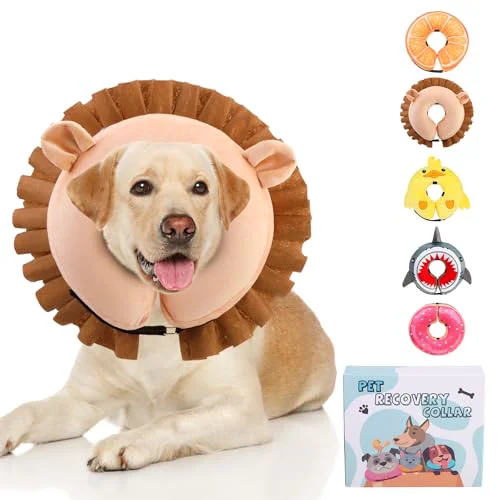 Powerful KOOLTAIL Inflatable Dog Cone Collar XL – Adjustable Donut E-Collar for Post-Surgery Recovery Pure