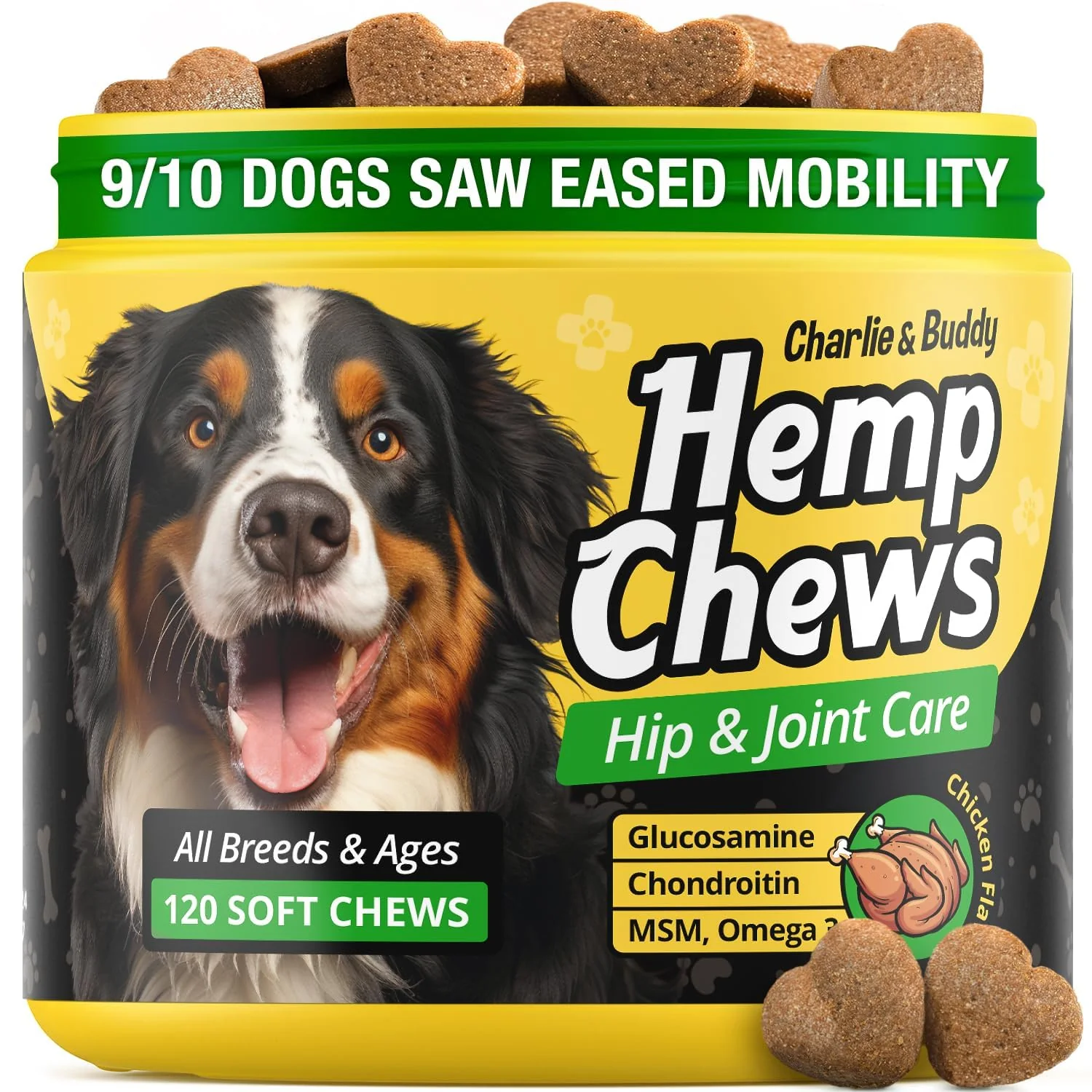 Unique CHARLIE BUDDY Hemp Hip Joint Dog Chews – 120 Treats Stylish