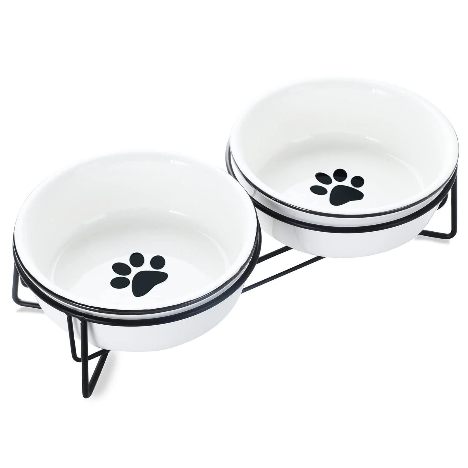 High-Quality GDCZ Ceramics Raised Cat Bowls with Heightened Stand – 15 oz White Optimized