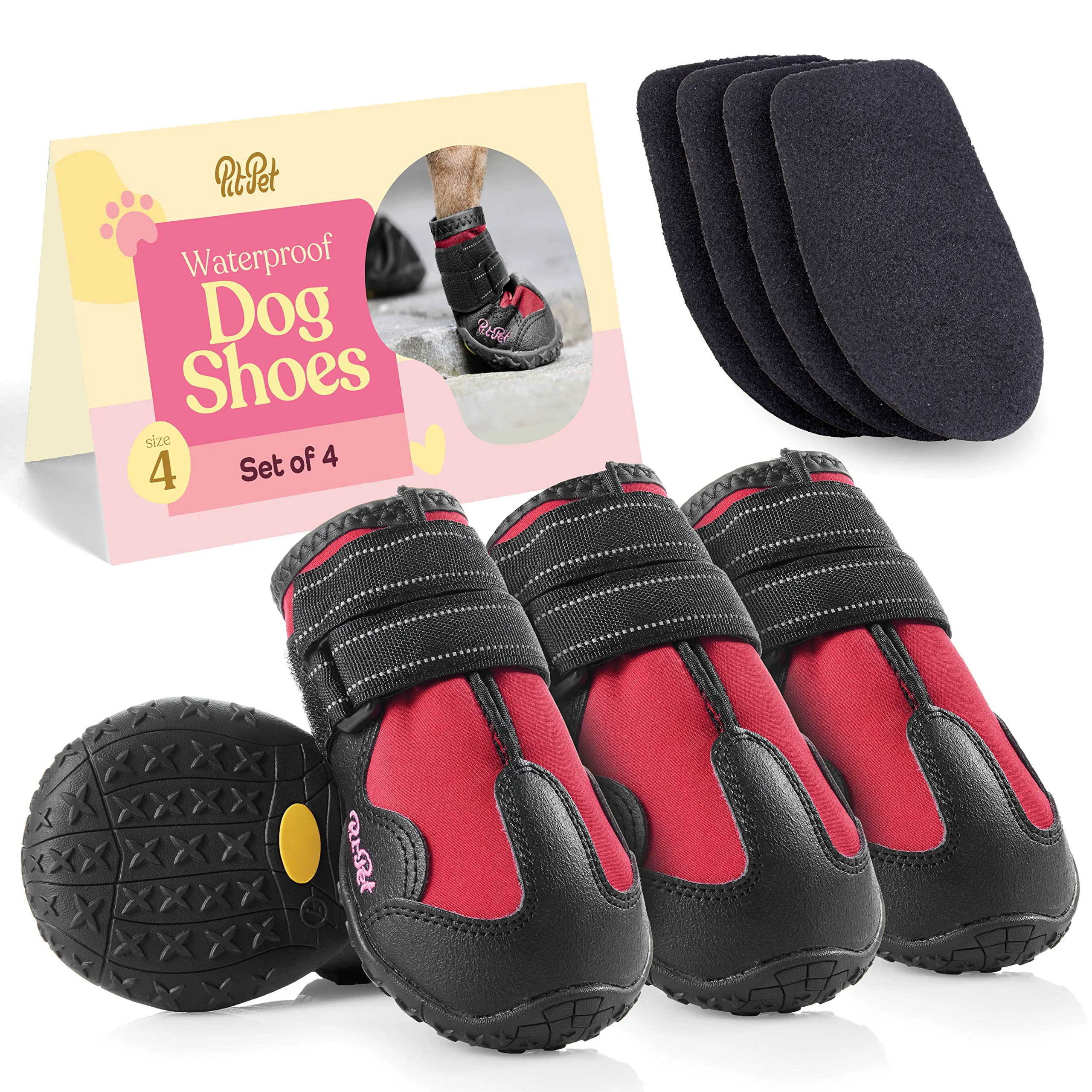 Exclusive Pitpet Waterproof Dog Shoes - Non-Slip Dog Boots with Reflective Straps for Paws Protection on Hot or Cold Pavement Sophisticated