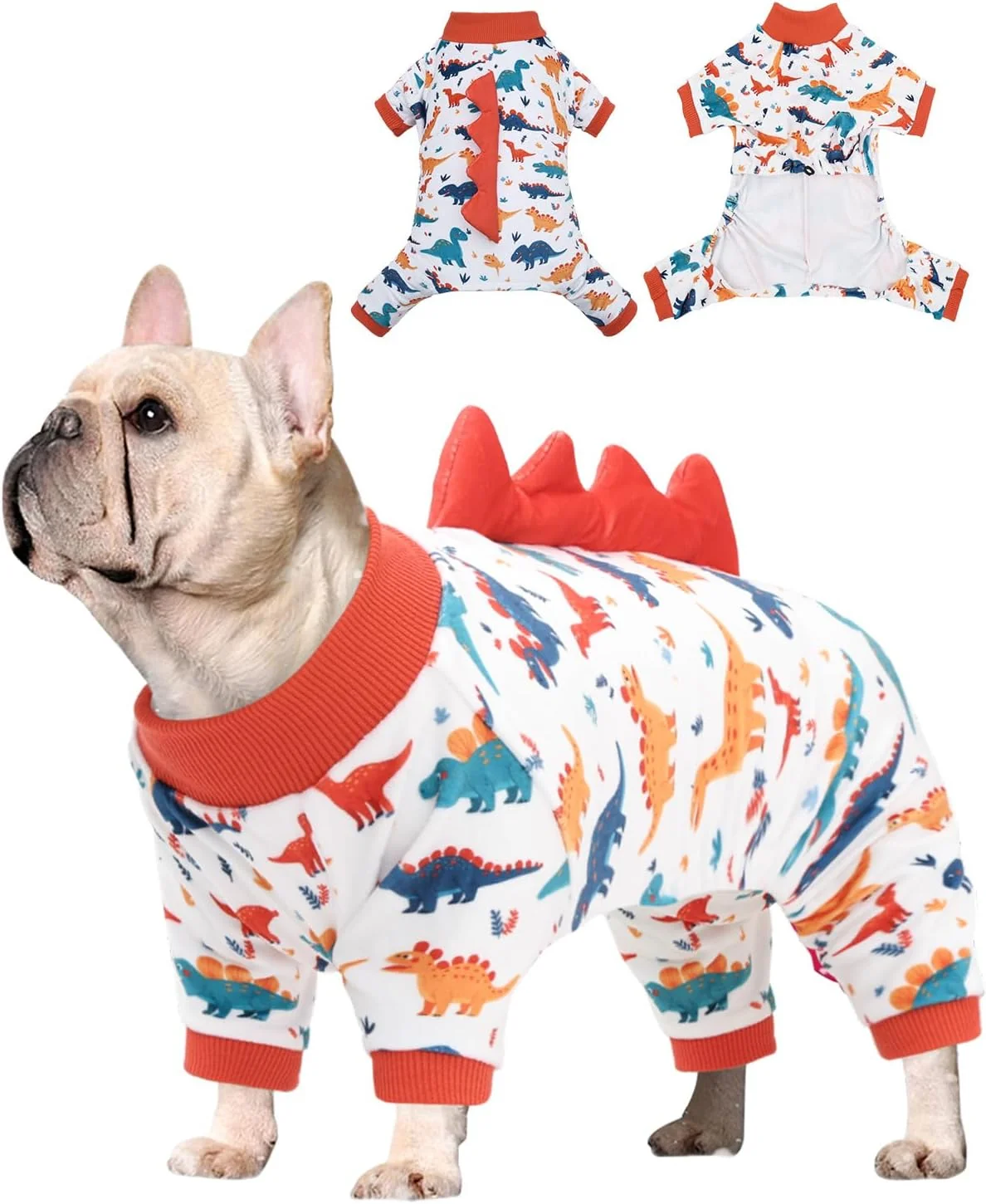 Fine Crafted CuteBone Dinosaur Costume Dog Pajamas Stretchy Spandex Crystal Velvet Sleepwear Coat for Small Dogs Soft Warm Pet Outfit Clothes for Cold Weather Cozy Pullover Design COSP02XS Sophisticated