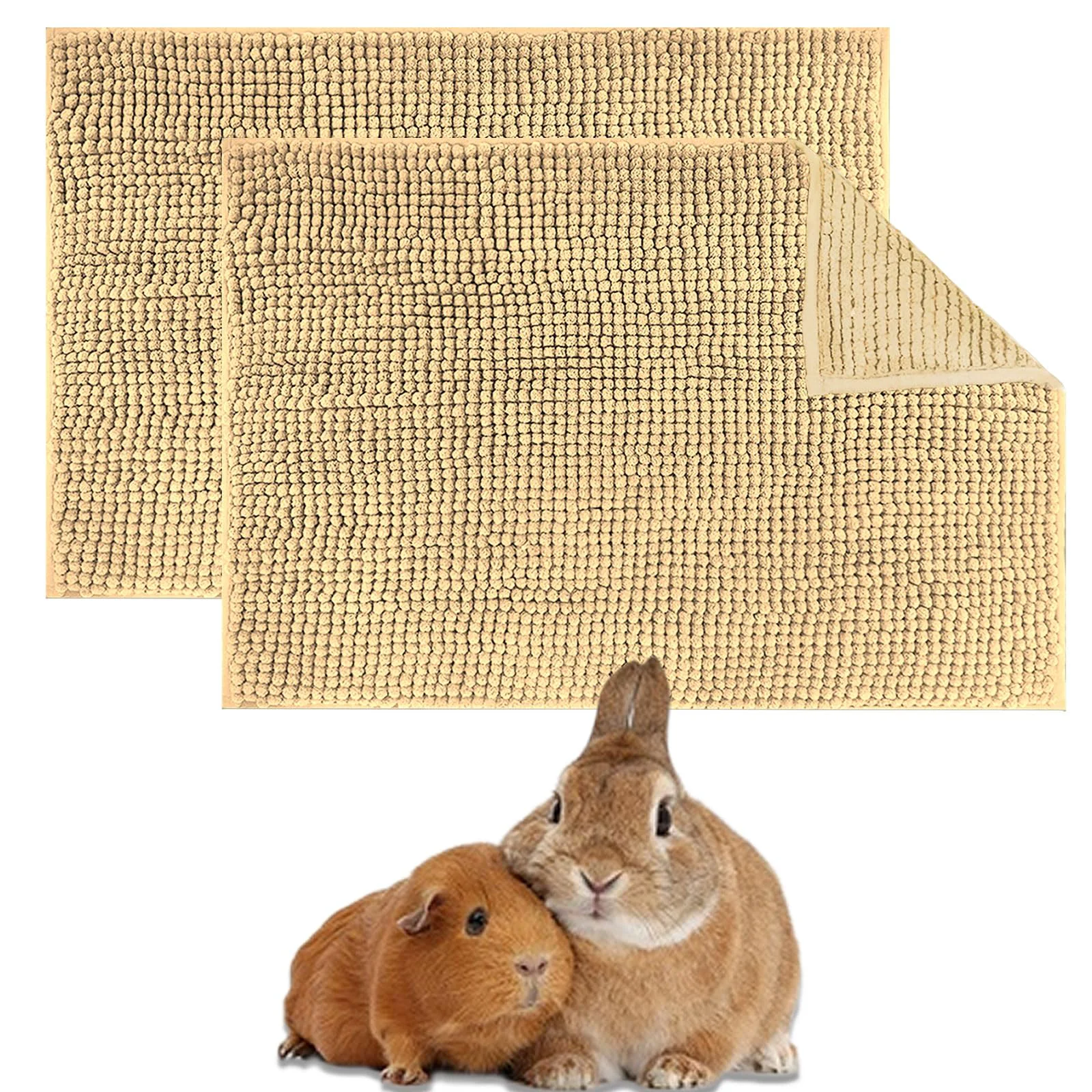Minimalist Oncpcare Rabbit Cage Liner 2 Pack – Washable Fleece Bedding Mats for Small Pets High-Grade