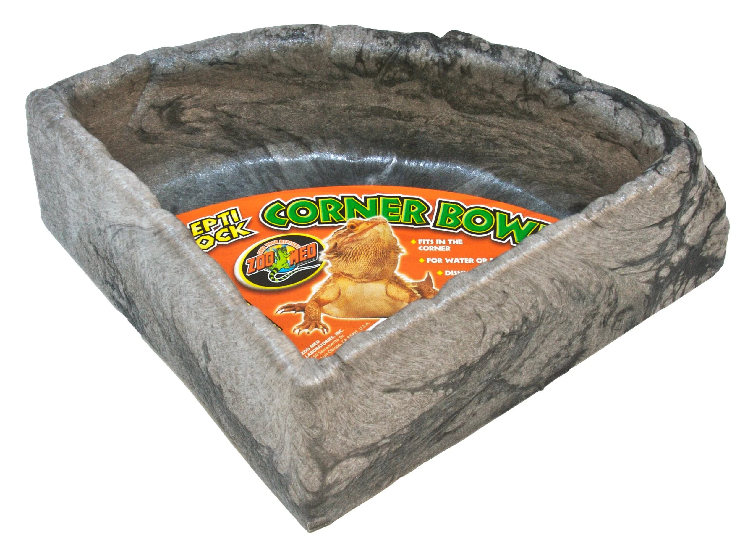 Natural Zoo Med KB-40 Reptile Rock Corner Water Dish Large Corner Tank Hydration Soak Elite