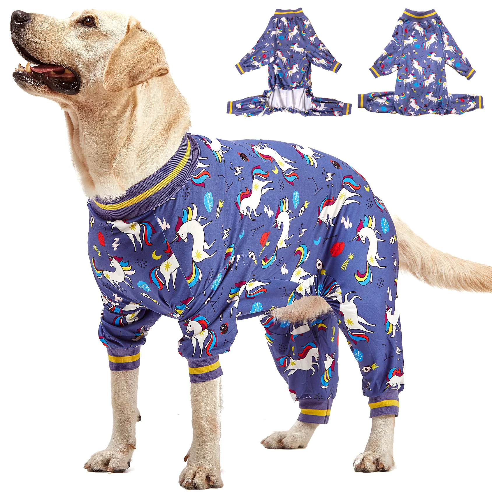 Original LovinPet Large Breed Dog Onesie – Unicorn Rocket Grey 3XL Anxiety Relief Wound Care Elegant