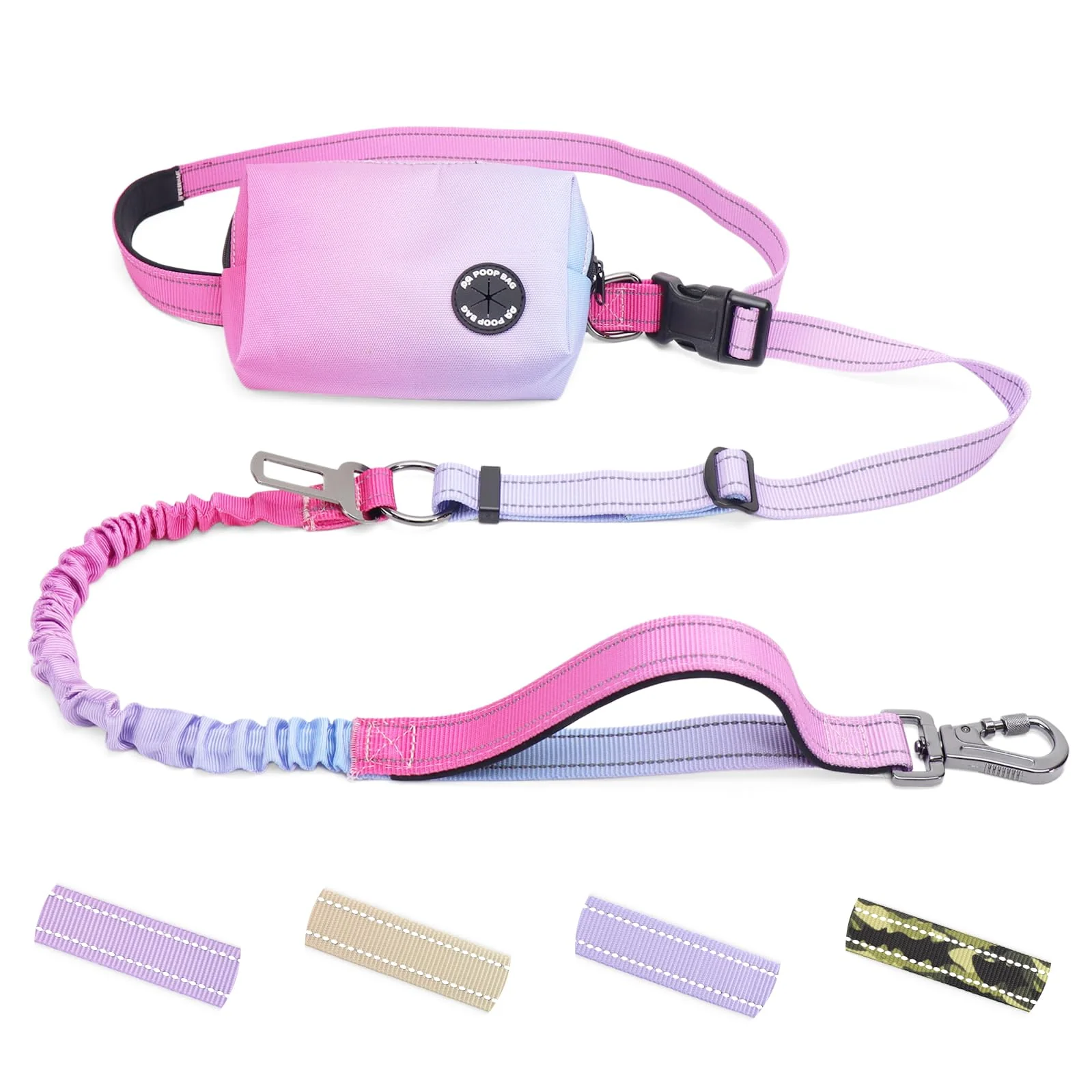 Proven COSOWO Hands Dual-Handle Retractable Bungee Leash - Pink Premium Material