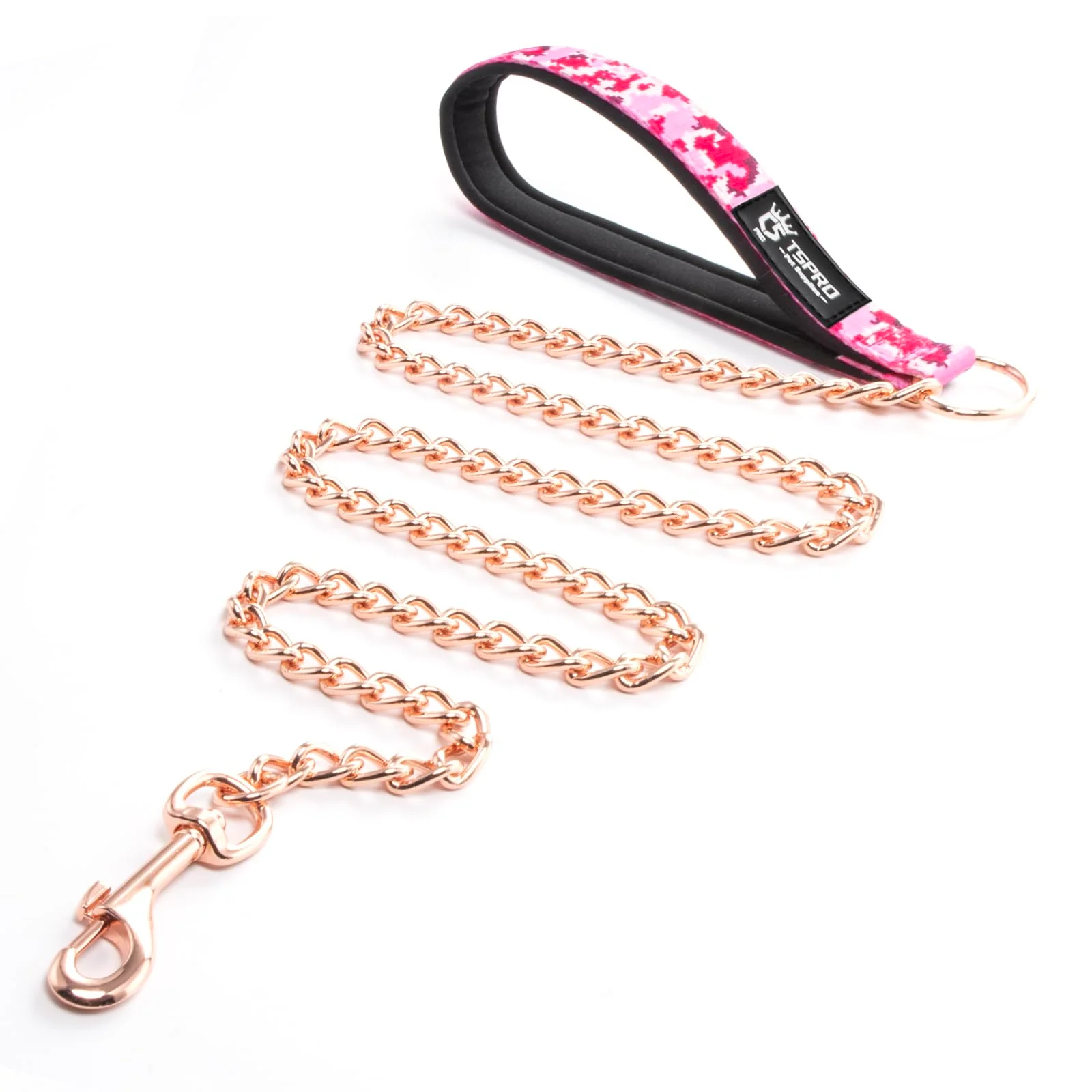 Outstanding TSPRO Chew Proof Dog Leash - 3.9 ft Stainless Steel Training Leash with Soft Handle 3mm Rose Gold Top-Quality