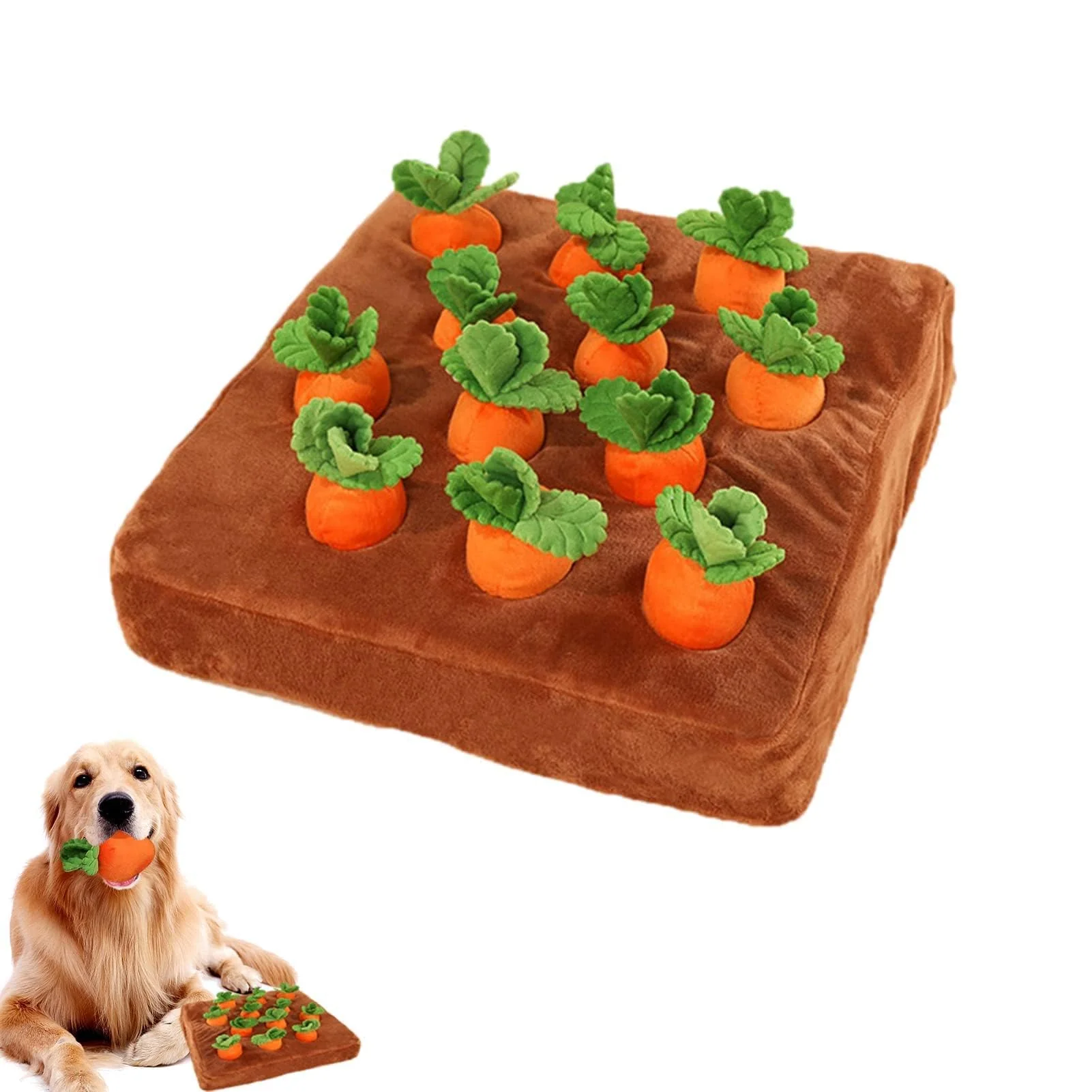 Fine Carrot Dog Toy – 2-in-1 Snuffle Mat Puzzle for Dogs with 12 Carrots Professional