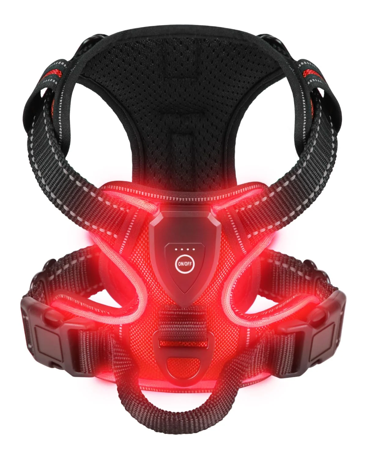 Original Design Villabliss Light Up Dog Harness - Rechargeable LED 3 Modes 20 Hours Red Medium Authentic