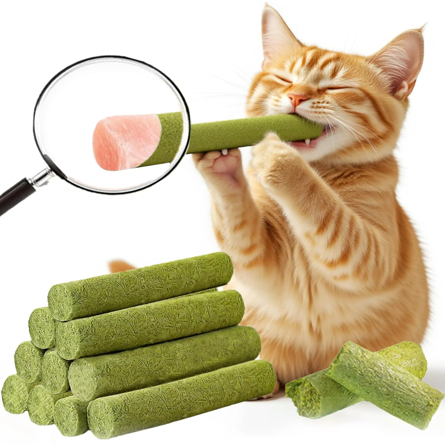 Efficient GREMBEB Cat Grass Teething Sticks 250g – ze-Dried Treats for Hairball Dental Health Indoor Cats Versatile