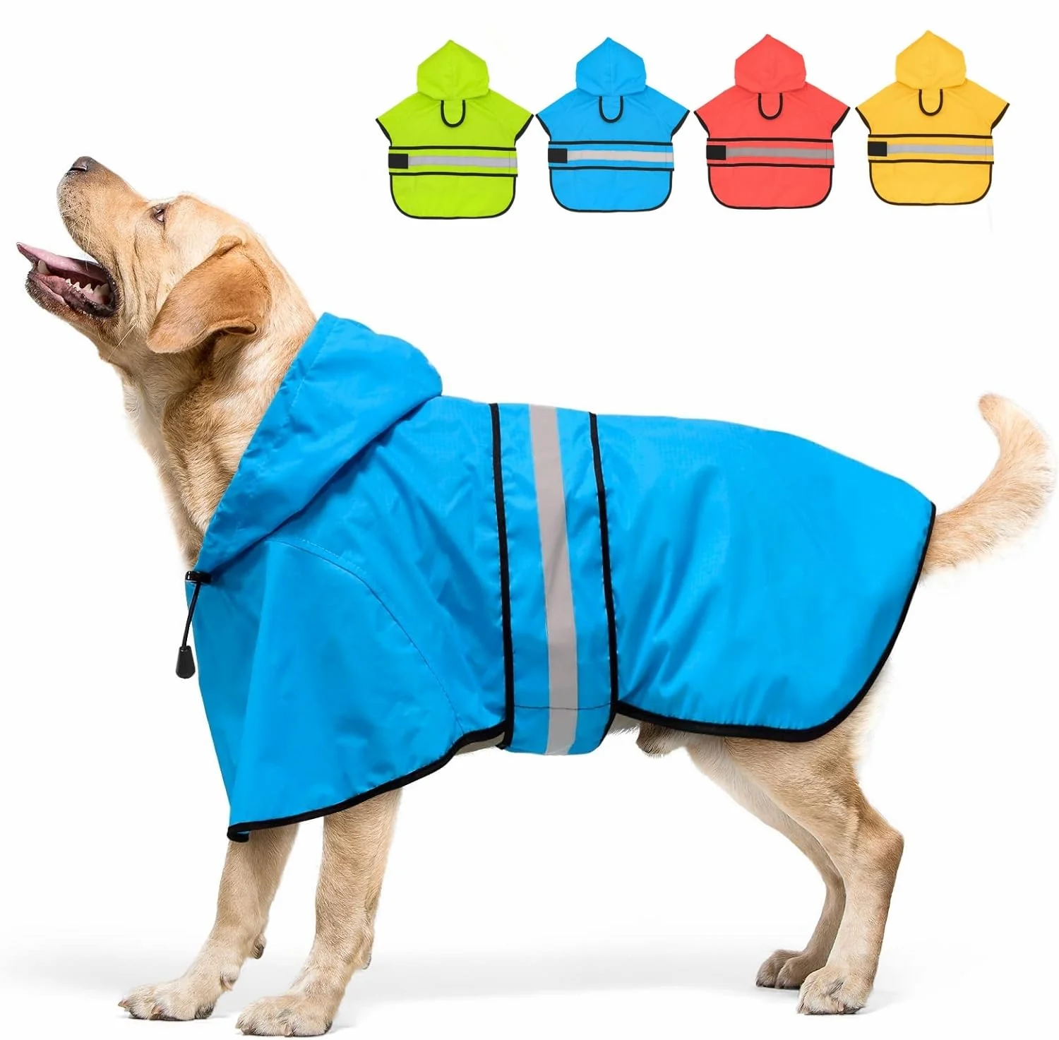 Exclusive Candofly Dog Raincoat Hooded Poncho – Adjustable Waterproof Coat for Large Dogs Sky Blue Outstanding
