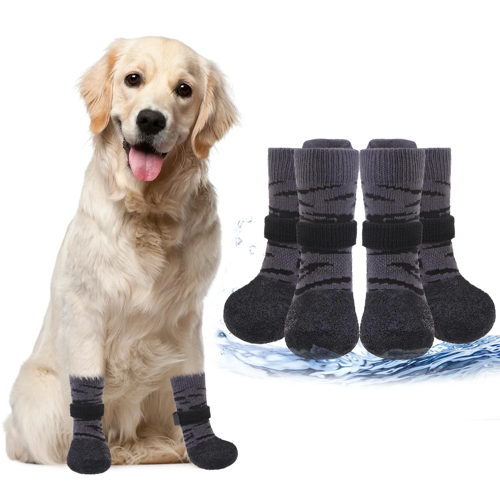 Soft PUPTECK Anti-Slip Dogs Shoes Tiger XL – Traction Paw Protection Waterproof Soles Verified