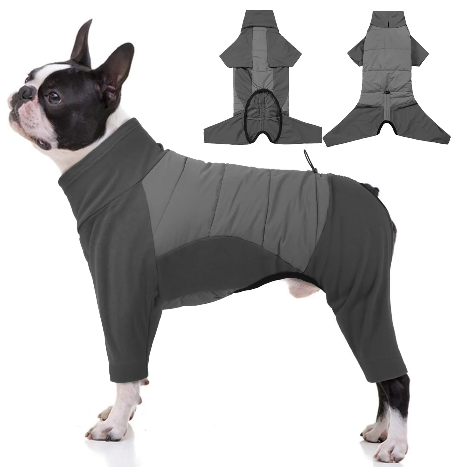 Crafted BRKURLEG Full Body Dog Winter Coat – Warm Fleece Pullover Grey L Practical