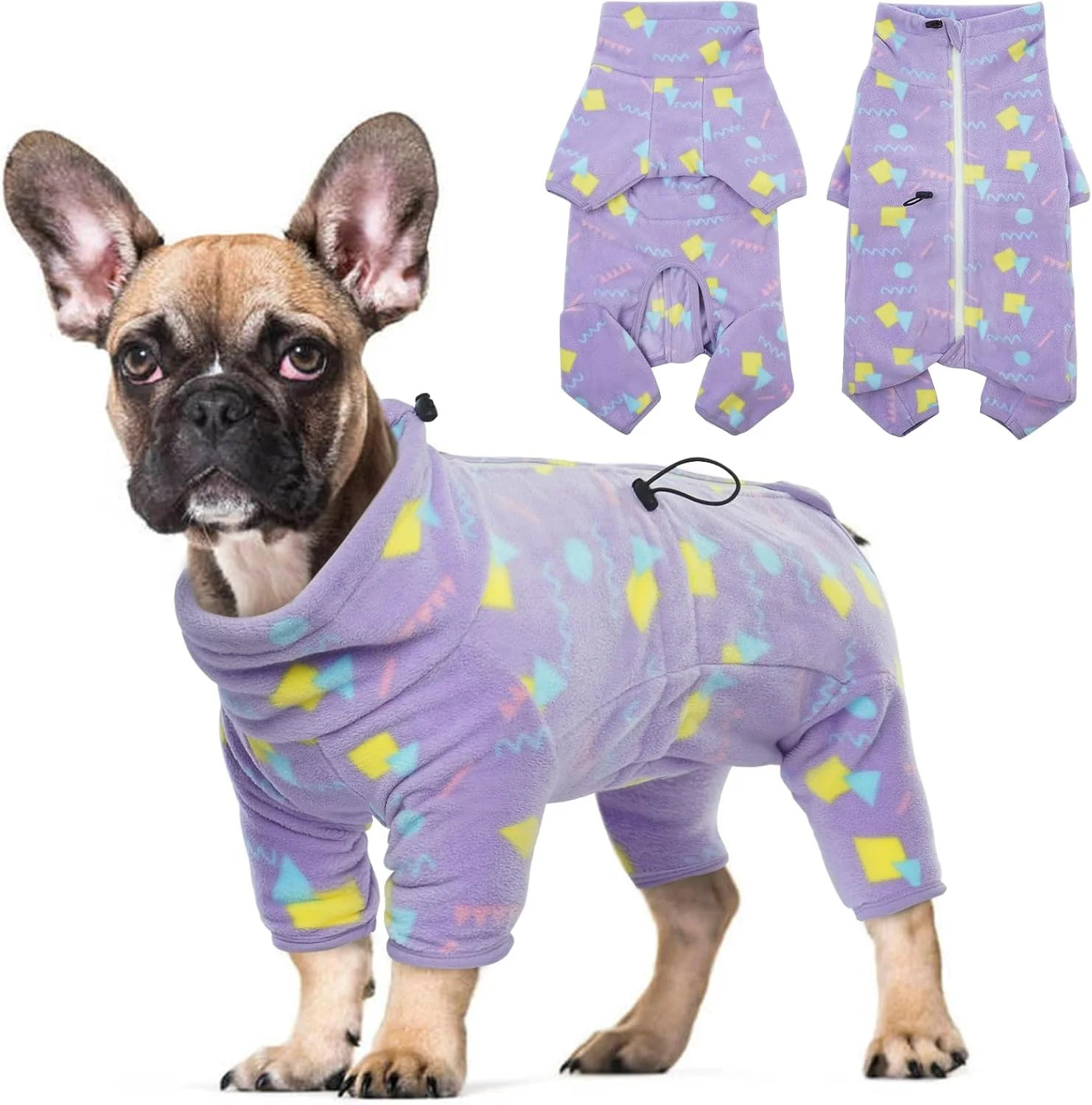 Soft ROZKITCH Dog Fleece Jumpsuit Large Pet Windproof Warm Cold Weather Jacket Vest with Luminous Zipper Dog Halloween Costume Jumpsuit Apparel Outfit Clothes for Large Dogs Geometry 2XL Professional