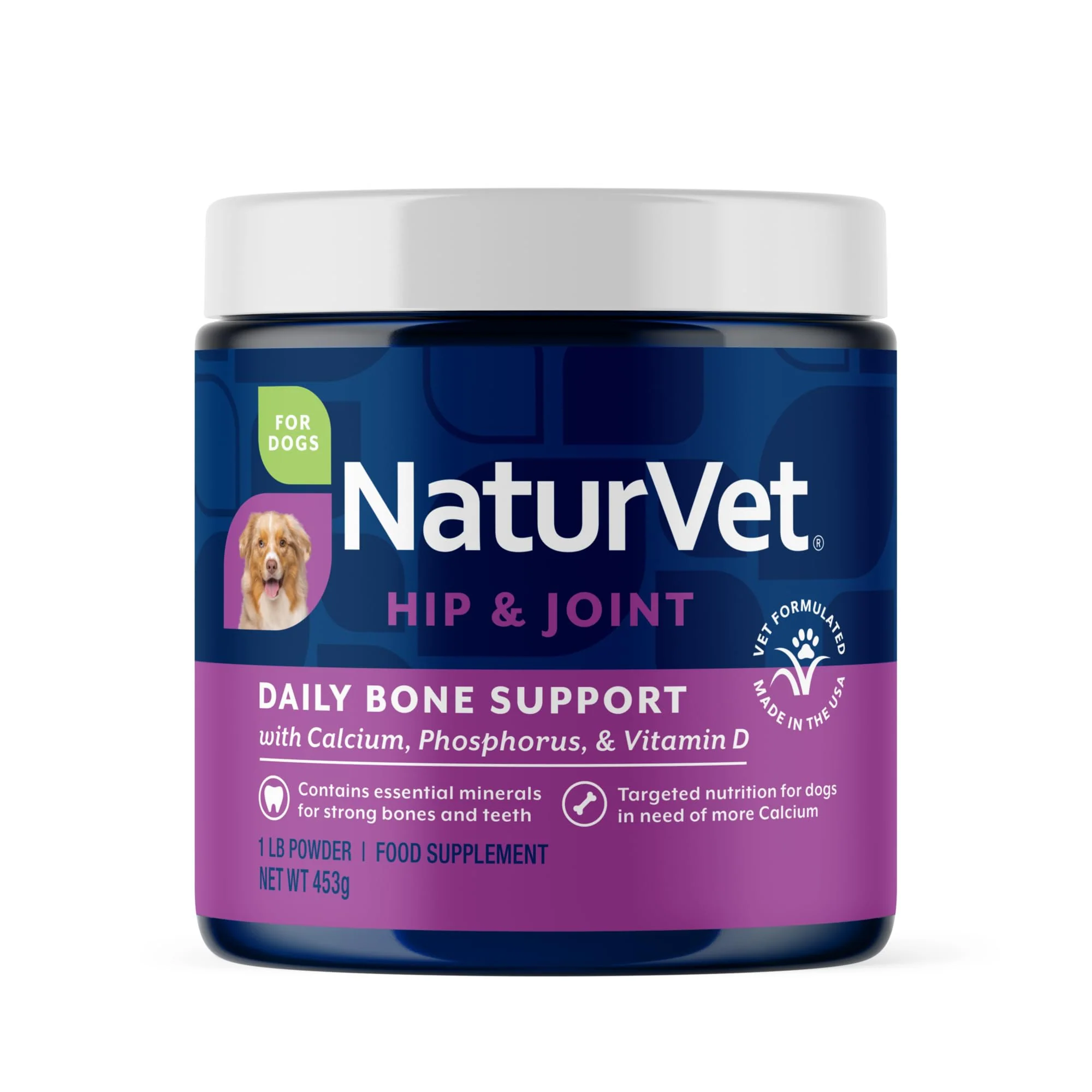 Genuine NaturVet Calcium-Phosphorus for Dogs – Bone Support with Vitamin D 16 oz Next-Generation