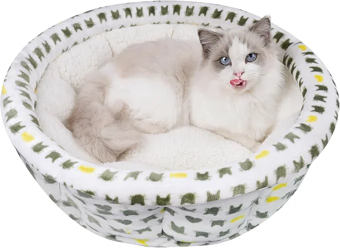 Fine Crafted Super Soft Small Dog Cat Bed Anti-Anxiety Puppy Cuddler Cozy Round Fluffy Sophisticated