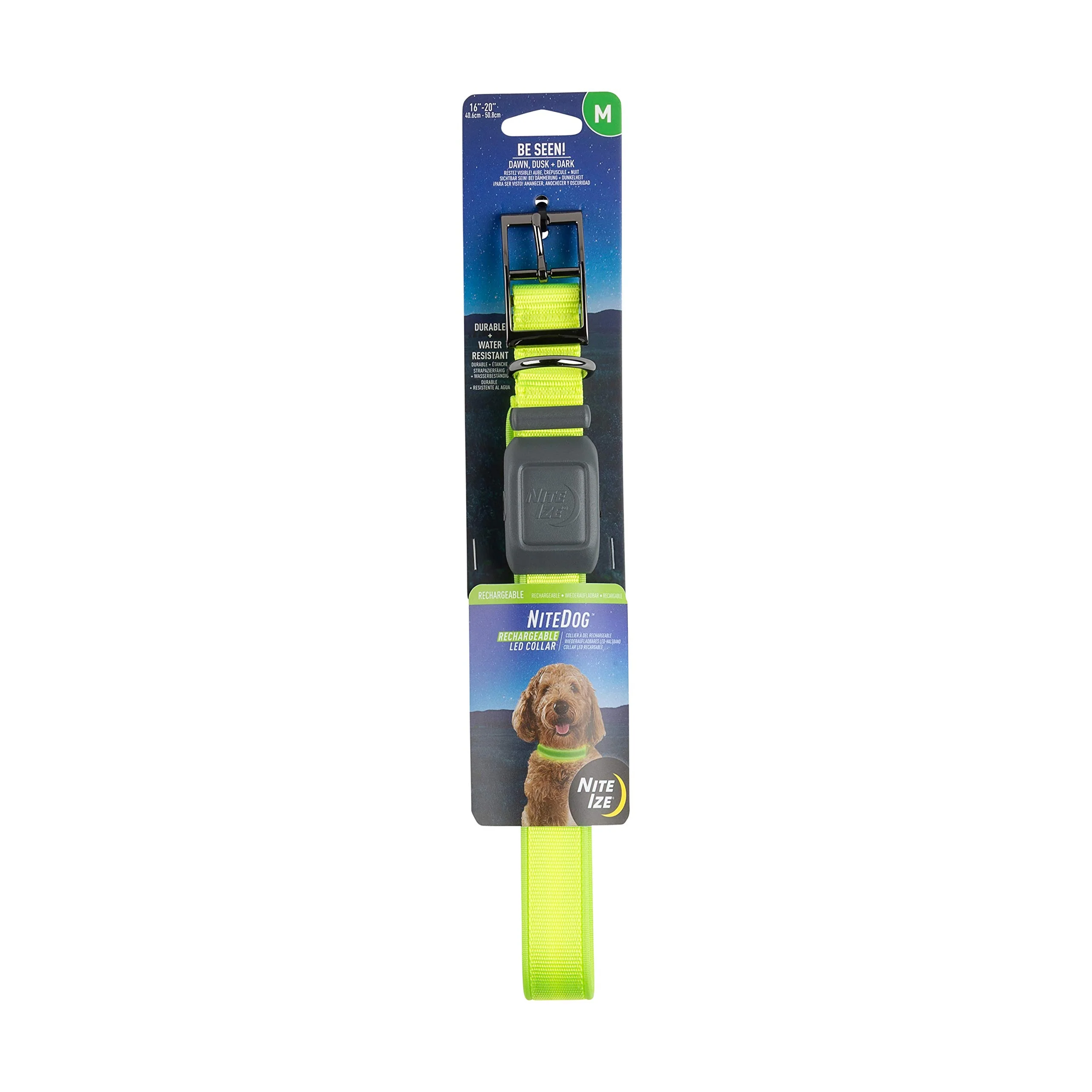 Expertly Made Nite Ize NiteDog Rechargeable LED Collar – Lime 360° Visibility Water-Resistant Durable Buckle Organic