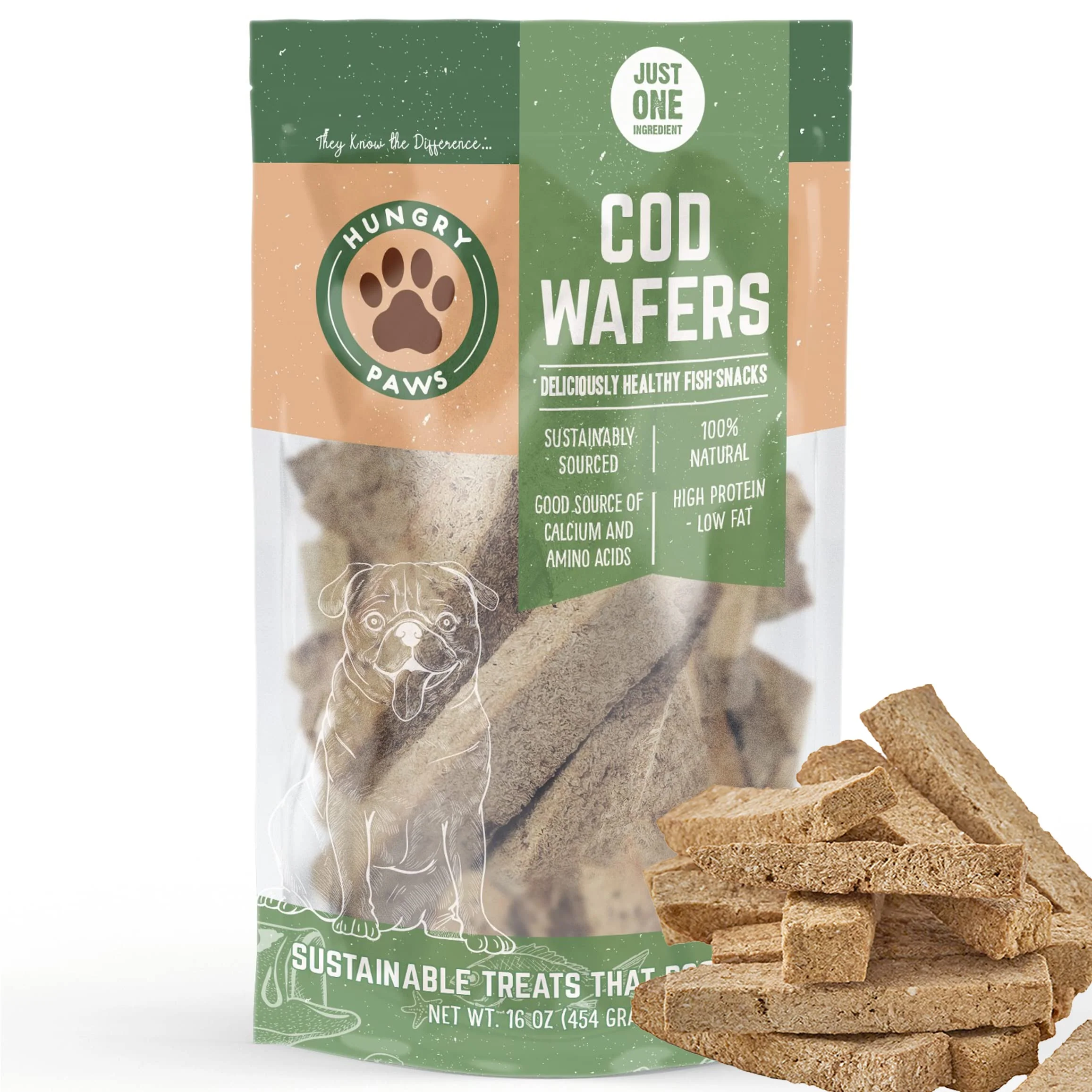 Stylish Hungry Paws Cod Fish Wafer Single-Ingredient Omega-3 Dog Treat for Active Pets Exclusive