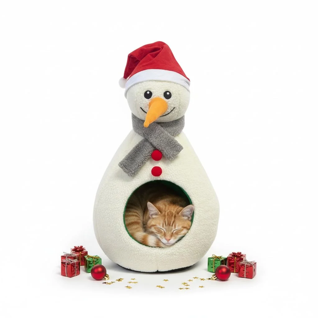 Proven TOGETHERTOYO Christmas Cat Bed – Snowman Cave with Warm Cushions Non-Slip Base Organic