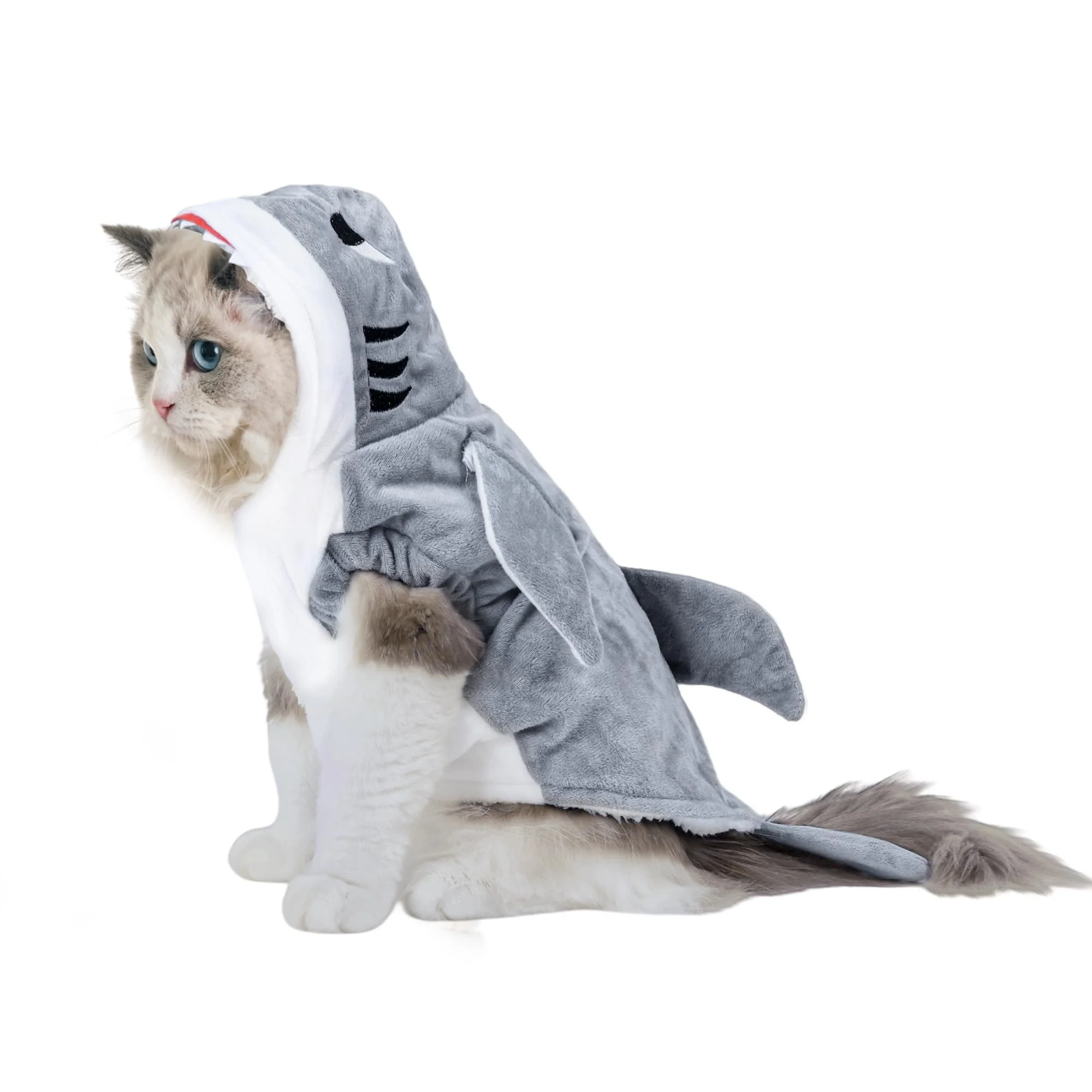Fast NACOCO Halloween Pet Shark Costume – Grey Hoodie for Dogs Cats Size L Natural