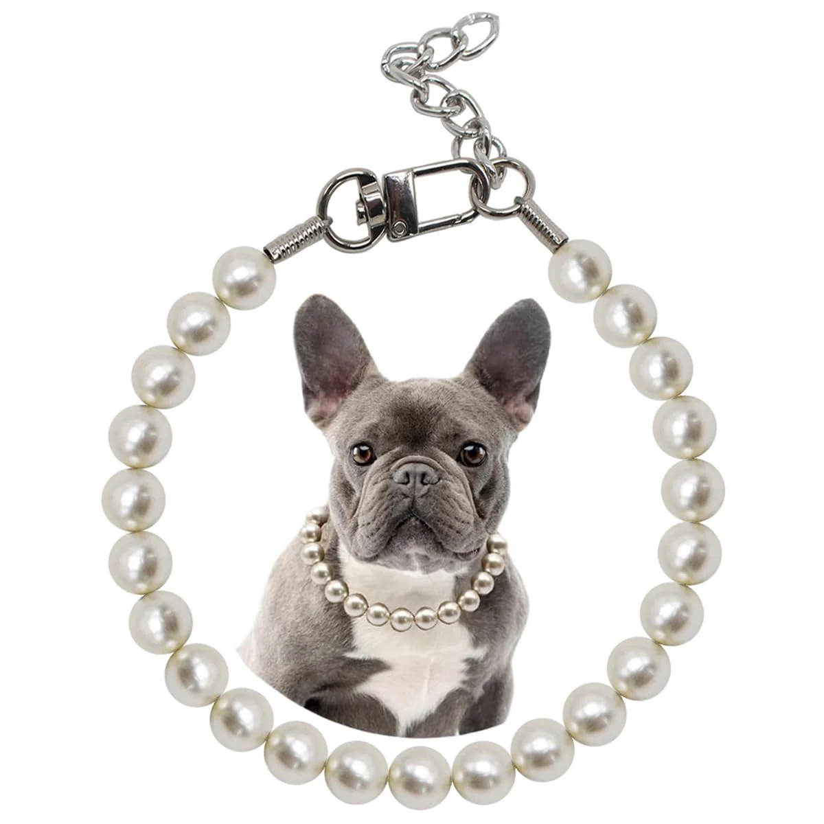 Classic MISS PET 0.55-Inch Big Pearl Dog Collar Elegant Adjustable Pearl Necklace for Medium Large Dogs Modern