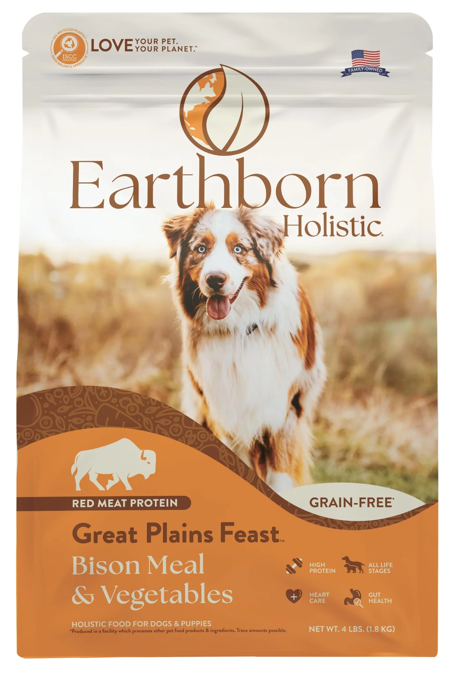 Efficient Earthborn Holistic Great Plains Feast Grain- Dry Dog Food – High-Protein Bison Beef Meal Convenient