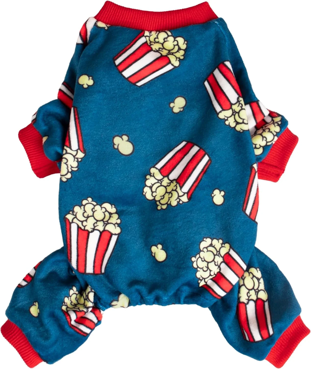 Durable Fitwarm Popcorn Dog Pajamas Funny Dog Clothes for Small Dogs Boy Girl Fleece Pet Onesie with Feet Blue Red White Yellow XXL Trendy