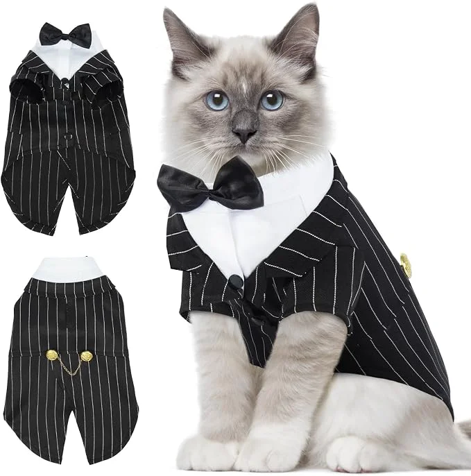 Prestigious DENTRUN Cat Tuxedo Outfit Sphynx Cat Costume Formal Suit High-End