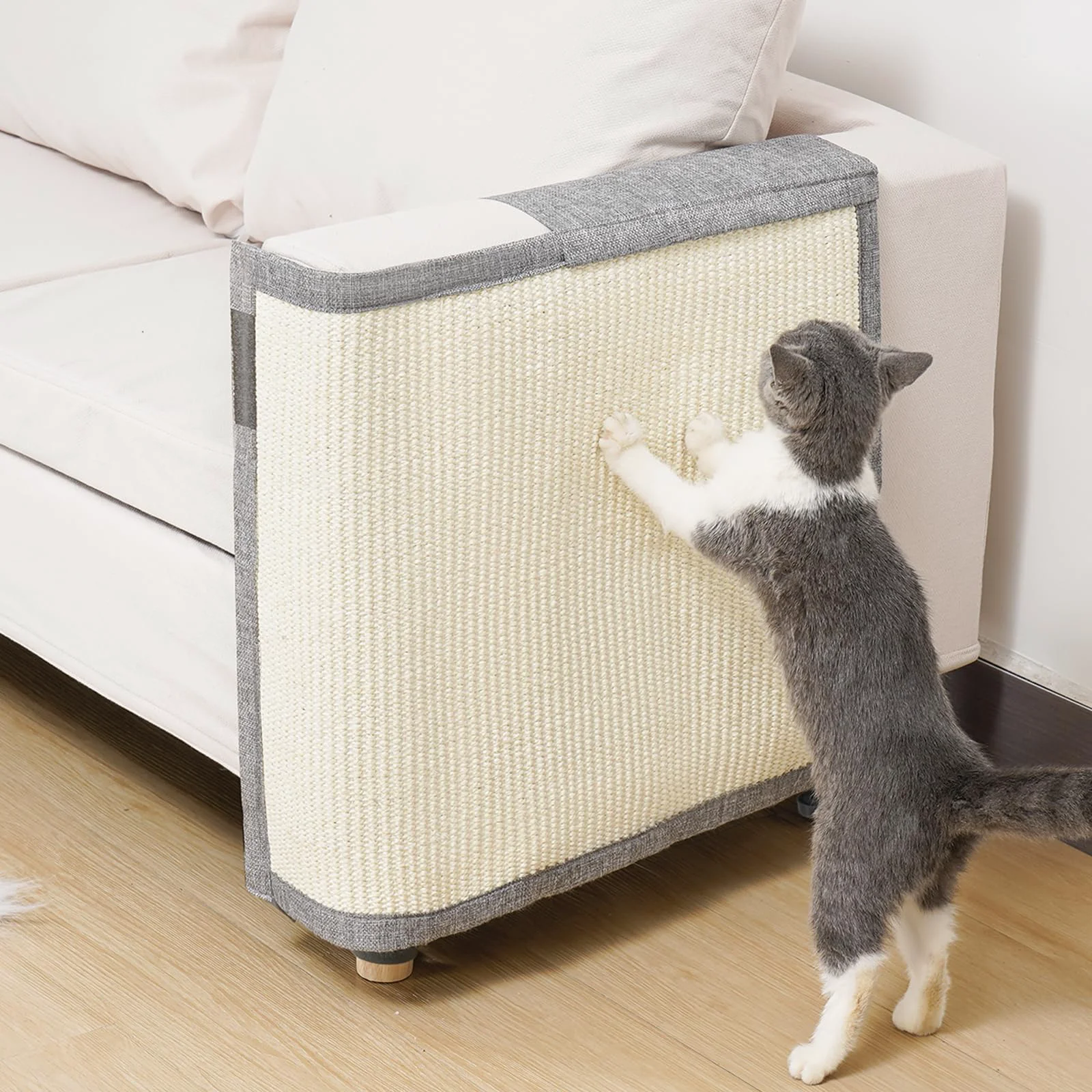 Green Uross Natural Sisal Cat Couch Protector – Durable Anti-Scratch Sofa Arm Guard for Cats Left Fine