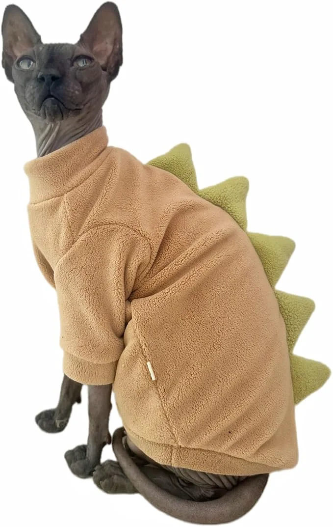 Long-Lasting Dinosaur Sphynx Cat Clothes Soft Polar Fleece Sweater User-Friendly