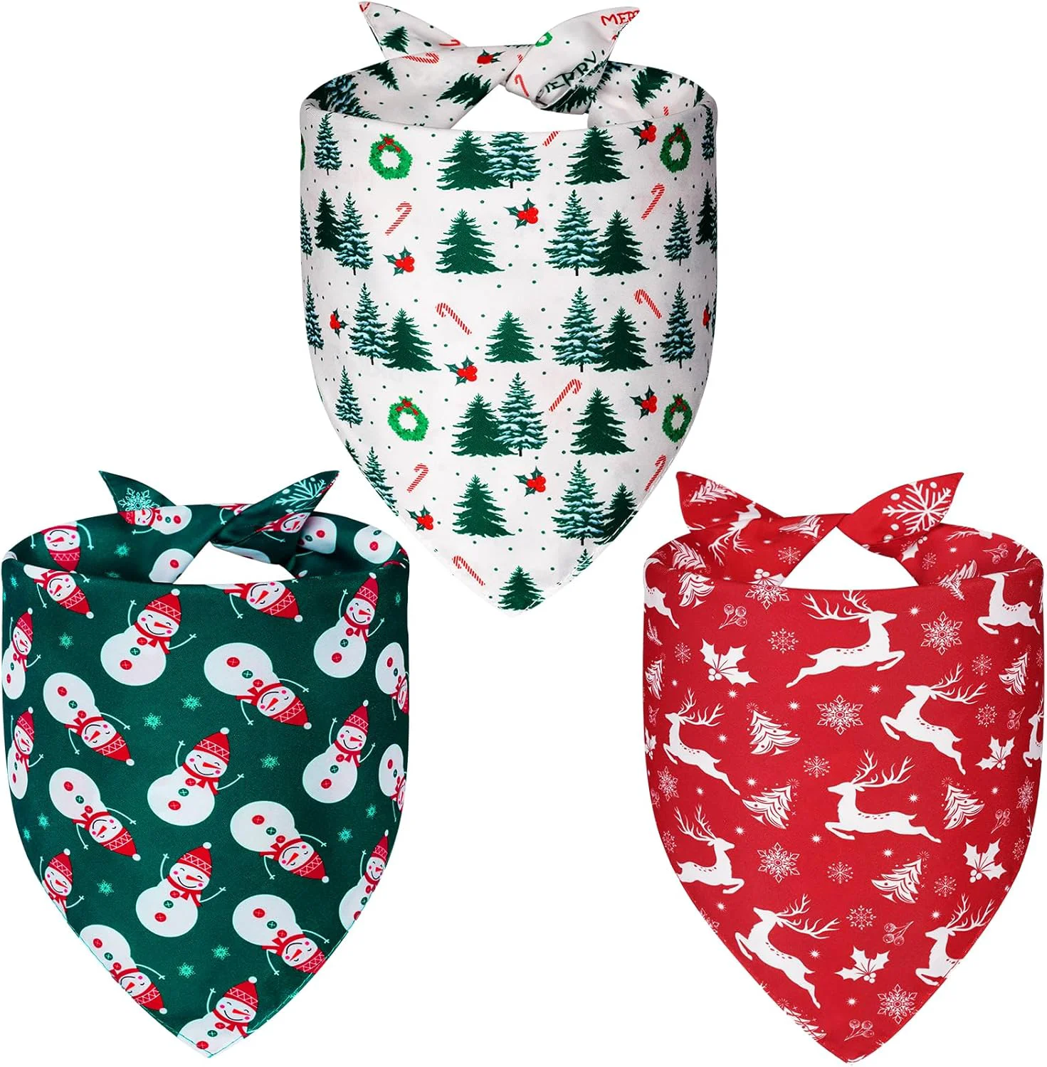 High-Quality Christmas Dog Bandanas Small 3PCS 6 Pattern Holiday Scarf for Boy and Girl Triangle Reversible Bibs Breed for Puppy Pets Minimalist