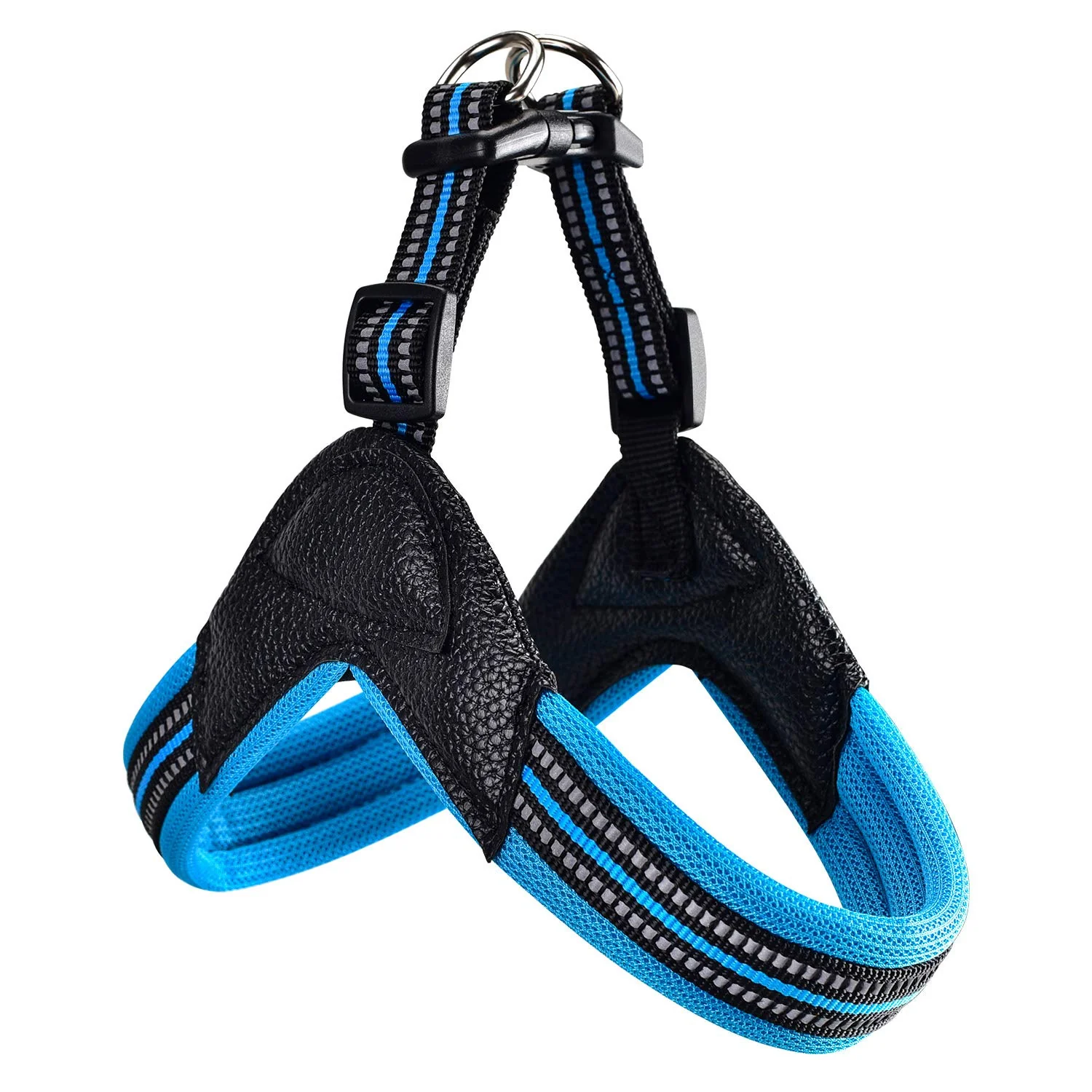 Secure PORDLIE No-Pull Dog Harness - Ultra Soft Breathable Padded Harness with 3M Reflective Strips M Blue High-Grade