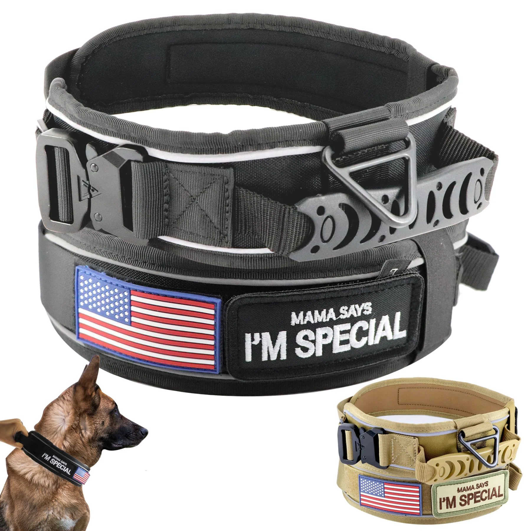 Innovative Comfluxe 2.5in Tactical Dog Collar for Medium Dogs Reflective Padded Handle Responsible