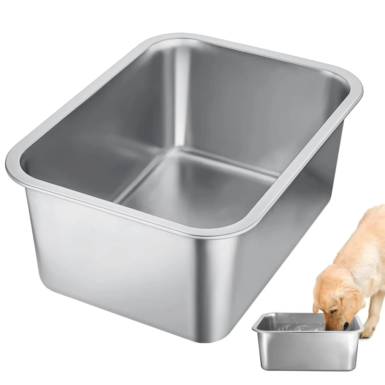 Prestigious MEWTOGO 3-Gallon Stainless Steel Dog Bowl - Large Breed No-Spill Indoor Outdoor Easy-to-Use