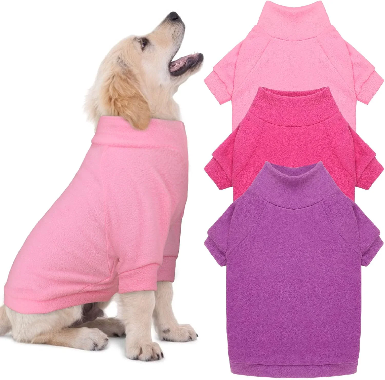 Environmentally Friendly 3 Pack Dog Sweaters for Small Dogs Fleece Dog Sweater Pet Clothes Turtleneck Soft Warm Sweatshirt Puppy Sweater Boy Girl Pet Pink Hotpink Purple S Excellent