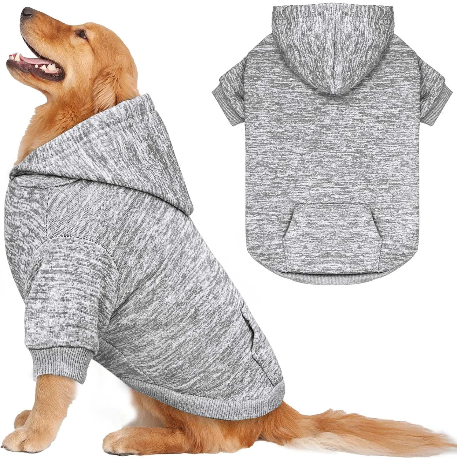 Refined Dog Sweaters for Large Dogs Dog Hoodie Fleece Dog Sweater Soft Dog Clothes Sweatshirt with Pocket Dog Hoodie for Large Dogs Grey XL Superior