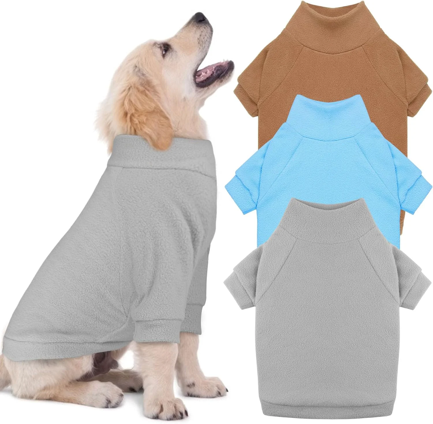 Convenient 3 Pack Dog Sweaters for Medium Dogs Fleece Dog Sweater Turtleneck Soft Warm Pet Sweatshirt Pet Clothes Medium Sized Boy Girl Gray Blue Coffee M Classic