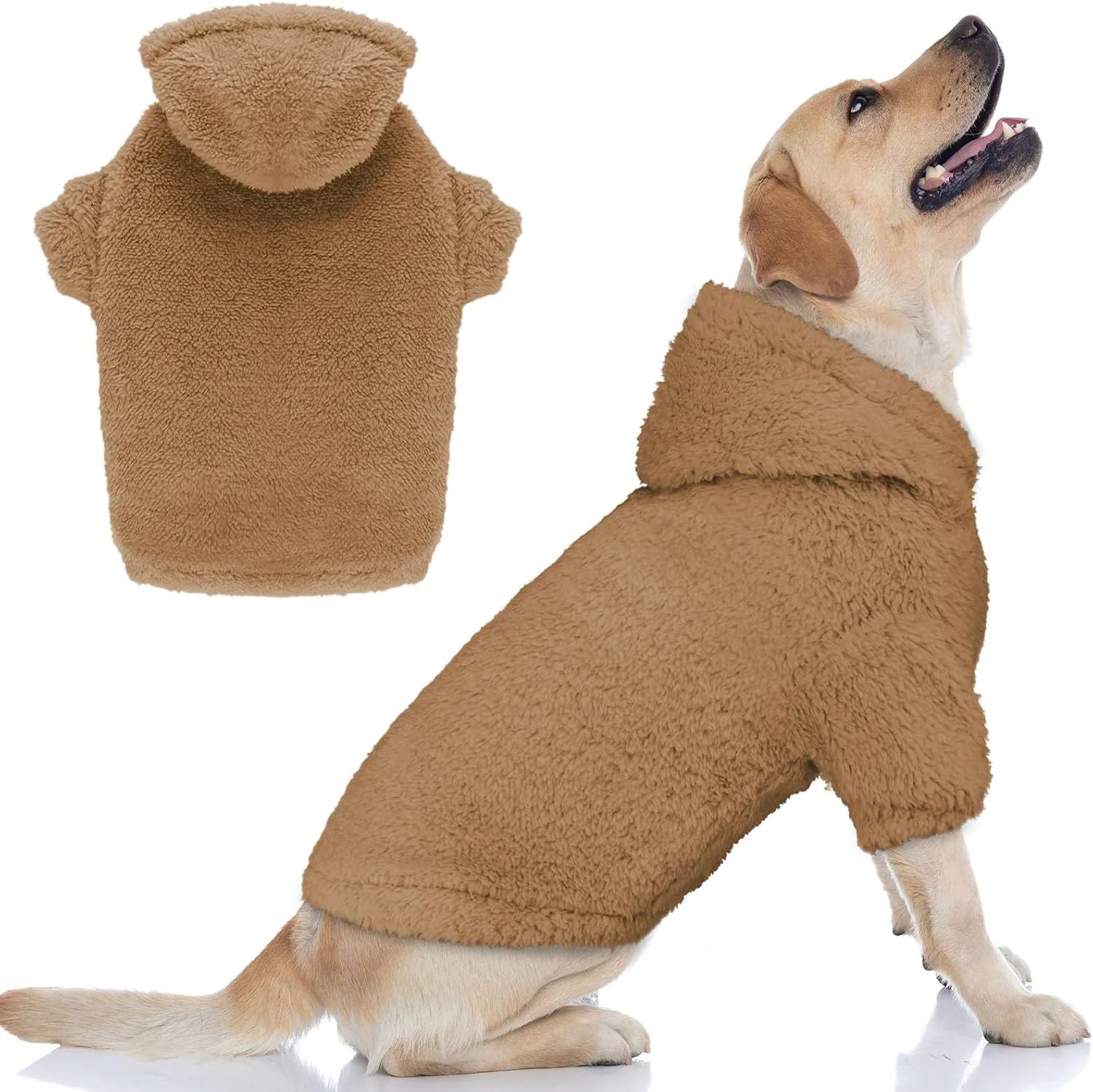 Specialty Fuzzy Dog Sweaters for Large Dogs Pet Hoodie Clothes Warm Soft Pet Coats Hooded Sweatshirt Dog Sweaters for Extra Large Dogs Coffee-XXL Excellent