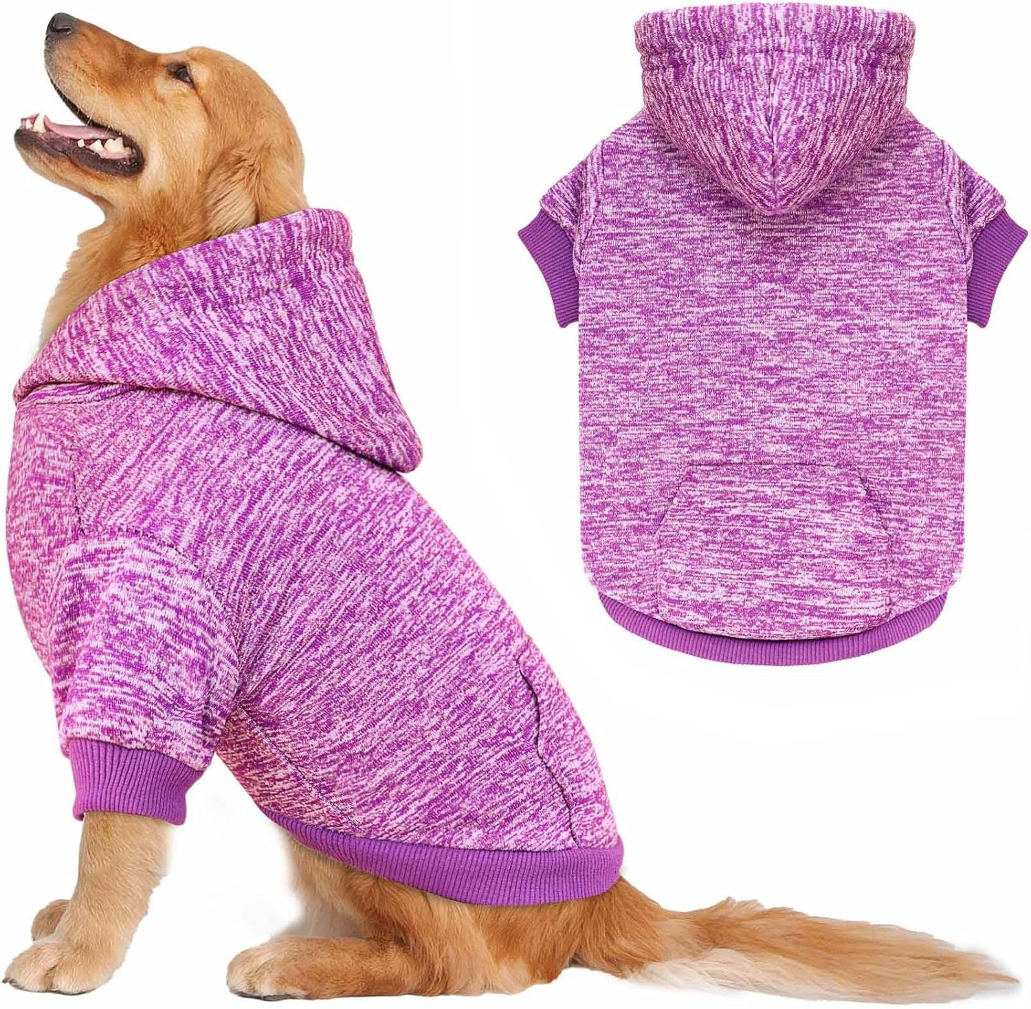 Classic Dog Sweaters for Large Dogs Hoodie Fleece Dog Sweater Soft Clothes Sweatshirt with Pocket Hoodie for Large Dogs Purple XL Flexible