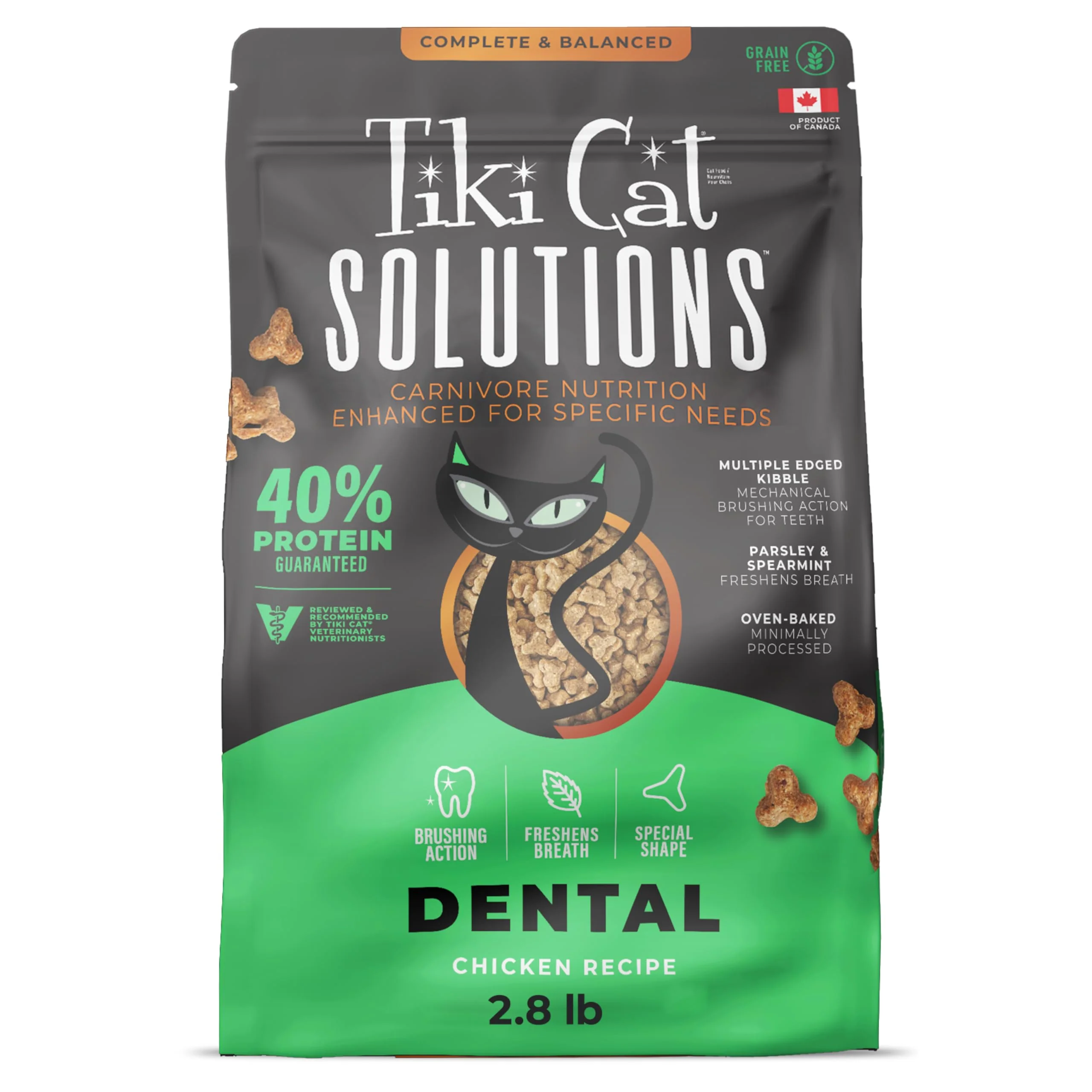 Next-Generation Tiki Cat Solutions Dental Kibble – Chicken 2.8 lb Grain- Cat Food Advanced
