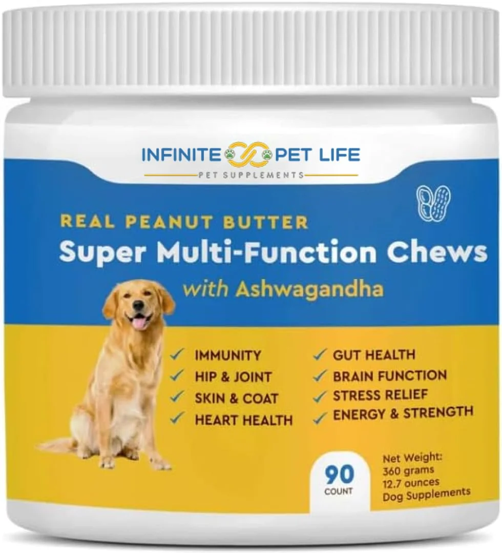 Healthy Infinite Pet Supplements Super Multi-Vitamin Chew with Ashwagandha – 90 Chews for Dogs Fine