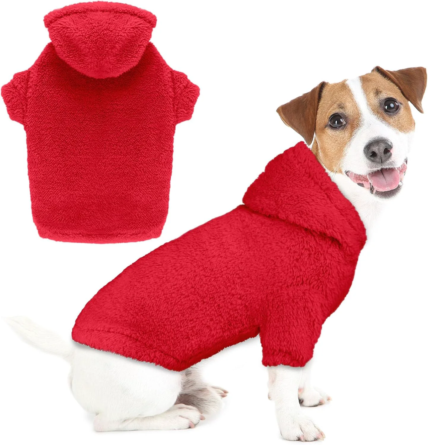 Classic Fuzzy Dog Sweaters for Large Dogs Pet Hoodie Clothes Warm Soft Pet Coats Hooded Sweatshirt Dog Hoodie for Large Dogs Red-L Easy-to-Use