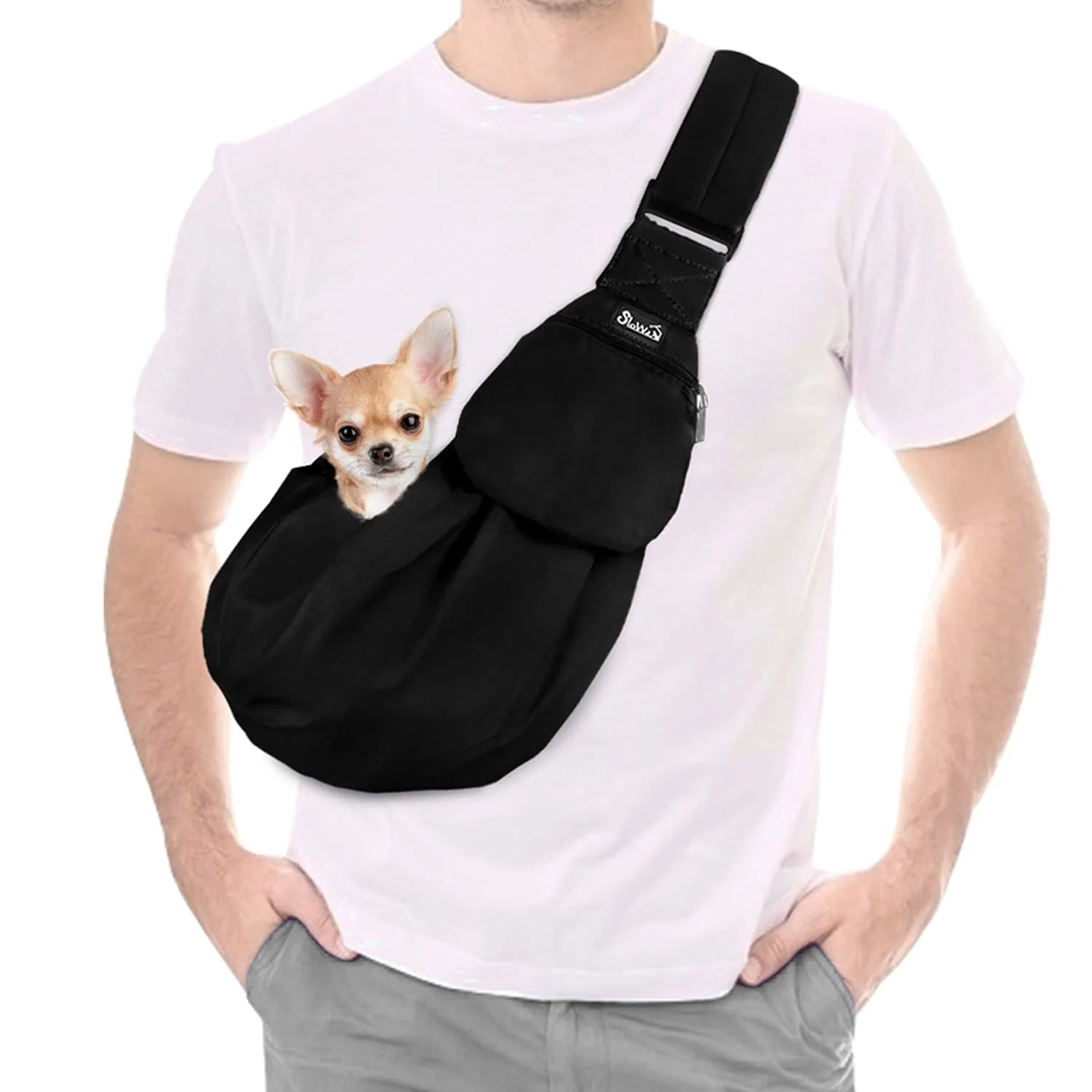 Optimized Lukovee Pet Sling Carrier – Adjustable Padded Dog Sling Black S Natural
