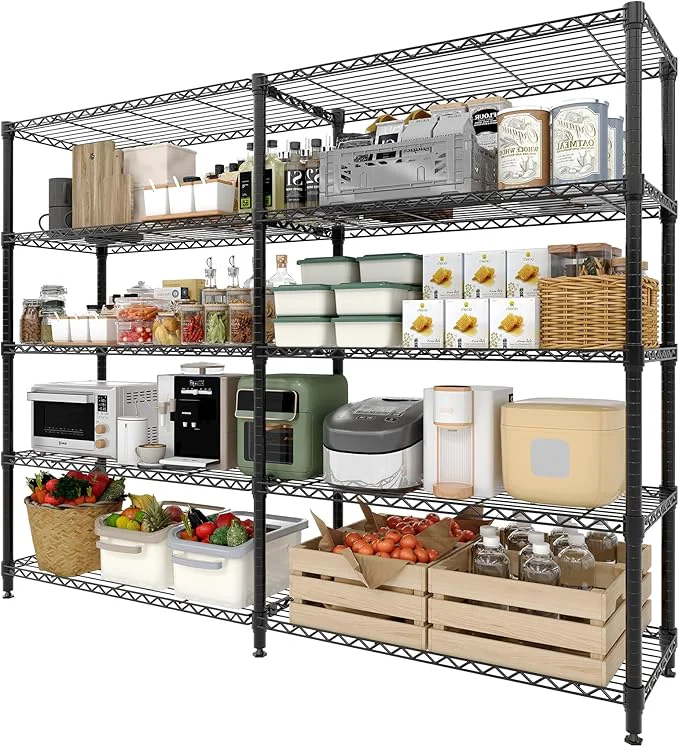 Safe Garvee 70 H Storage Shelves L-Shaped Shelving Unit 5-Tier Metal Shelves 1325 LBS Capacity Heavy Duty Wire Shelving Storage Rack with Adjustable Shelf for Kitchen Pantry Bedroom CornerAbout ThisOverview Recyclable