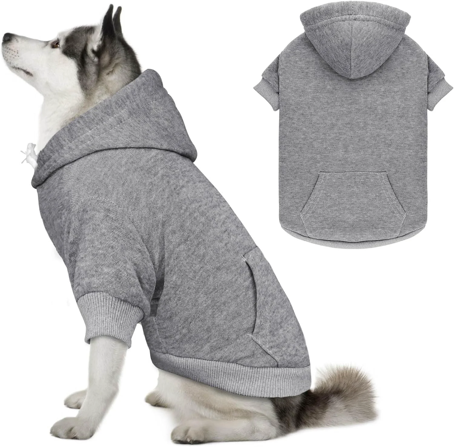 Detailed Dog Hoodie Dog Sweaters for Large Dogs Dog Sweater Solid Soft Brushed Fleece Dog Clothes Dog Hoodie Sweatshirt with Pocket Grey-XXL Trusted